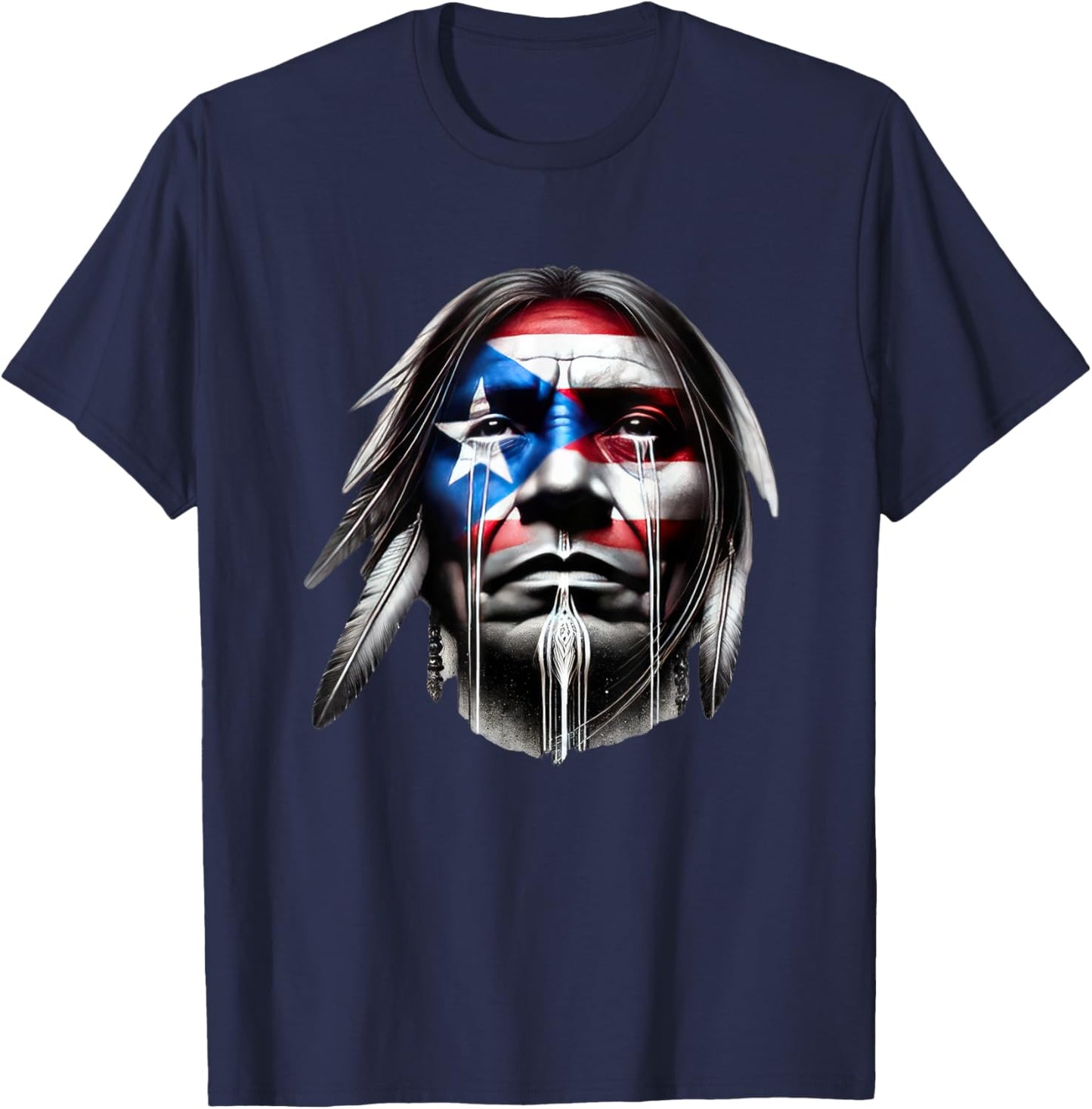 Taino Tears Protest Puerto Rican Flag Crying Native American T-Shirt - T-Shirt | Navy