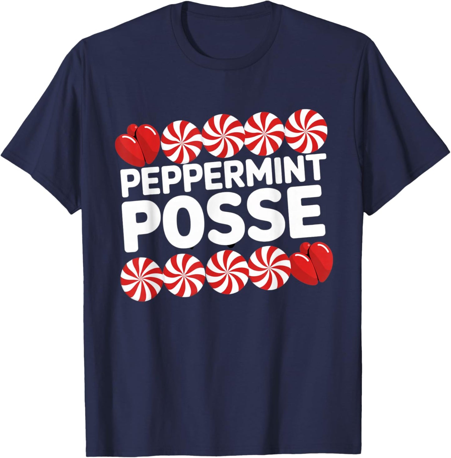 Peppermint Posse Holiday Candy Crew T-Shirt - T-Shirt | Navy