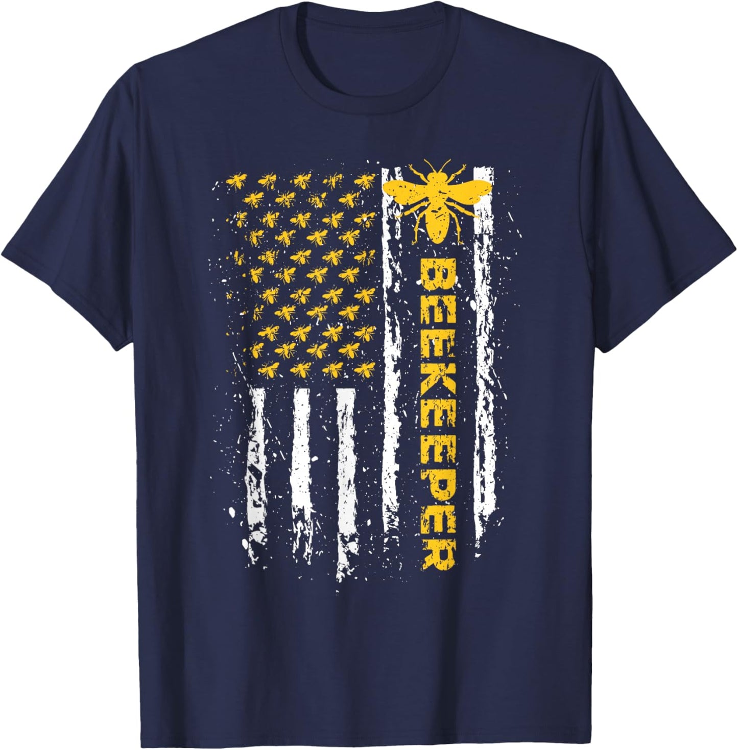 Beekeeper USA Flag Funny Honeybee Beekeeping Bee Patriotic T-Shirt - T-Shirt | Navy