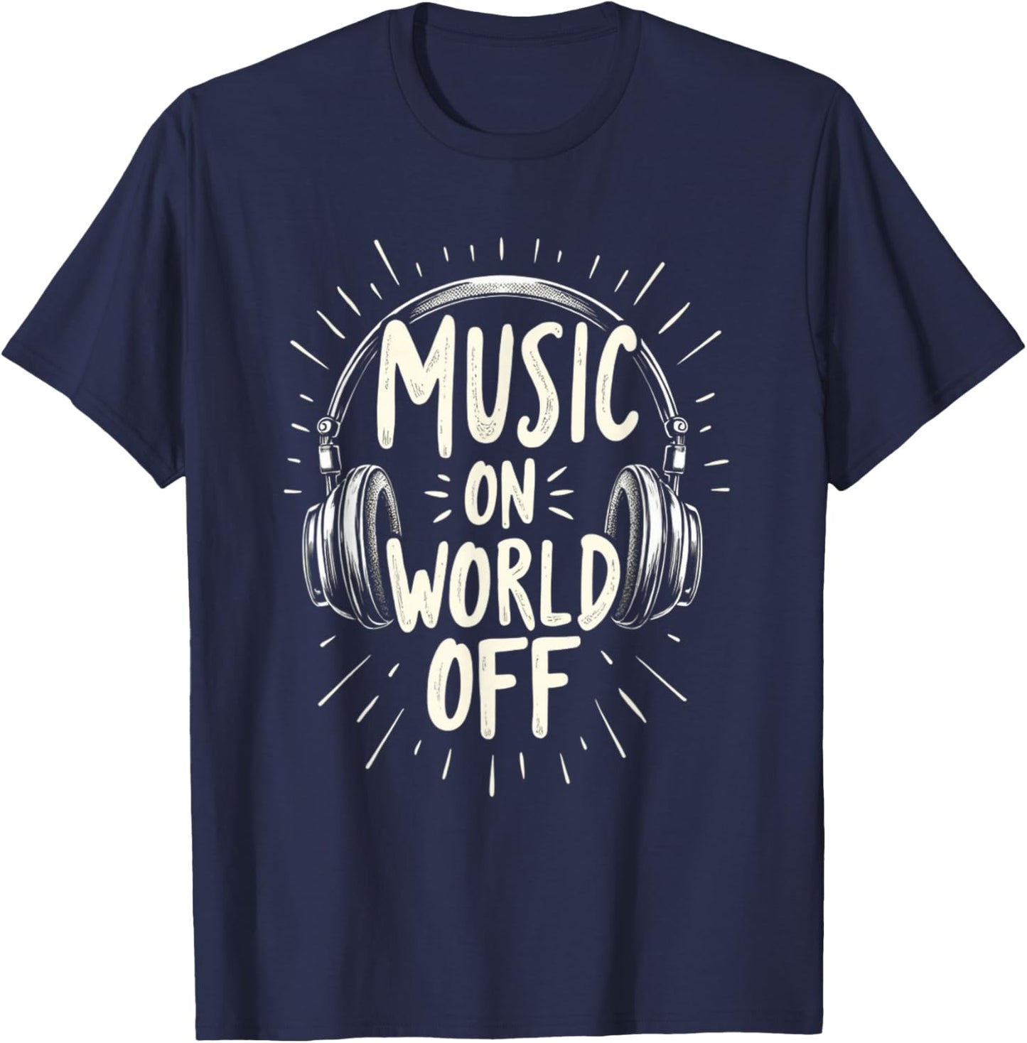 Music On World Off T-Shirt - T-Shirt | Navy