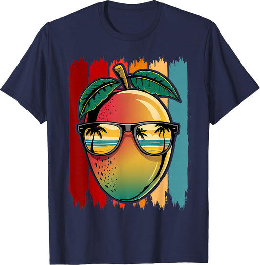Funny Mango With Sunglasses Apparel Mangoes Lover T-Shirt - T-Shirt | Navy