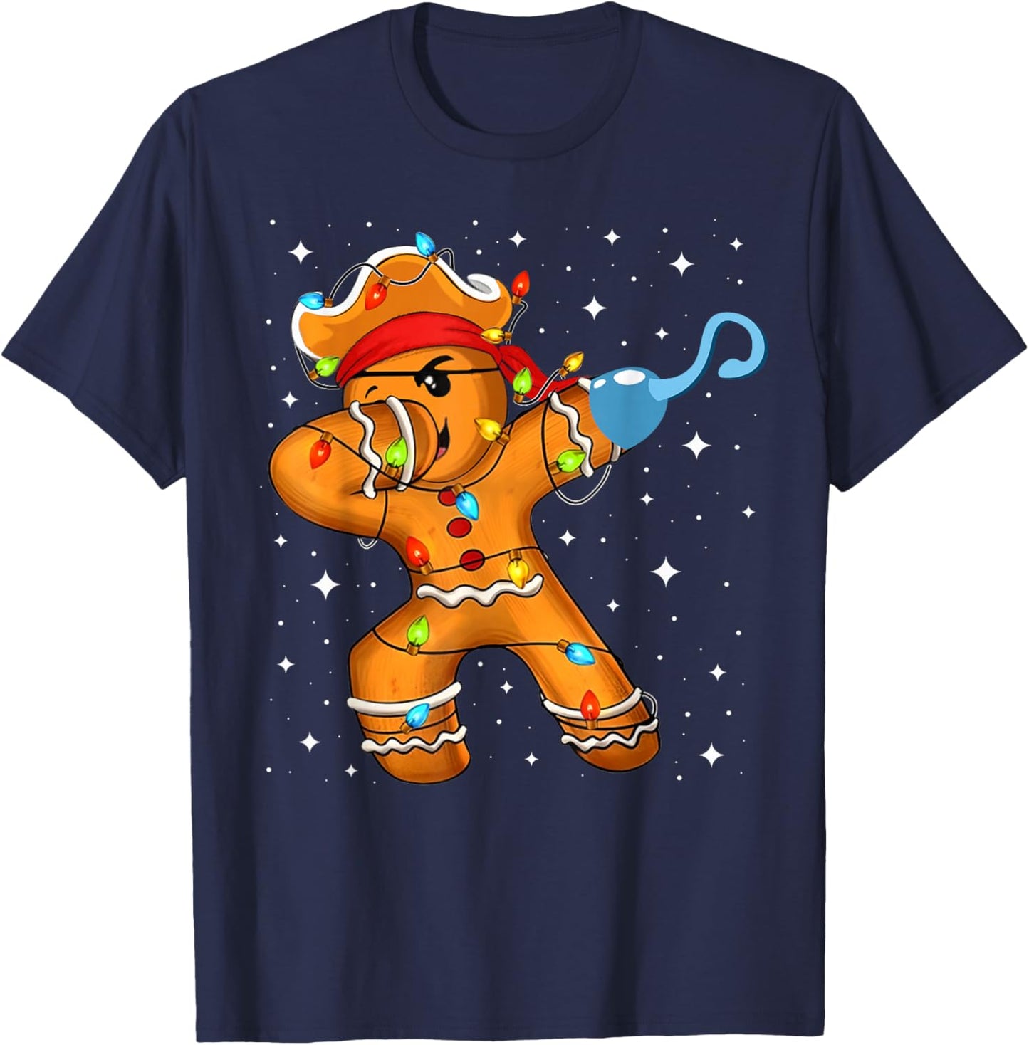 Funny Dabbing Gingerbread Pirate Christmas Dab Dance Men Boy T-Shirt - T-Shirt | Navy