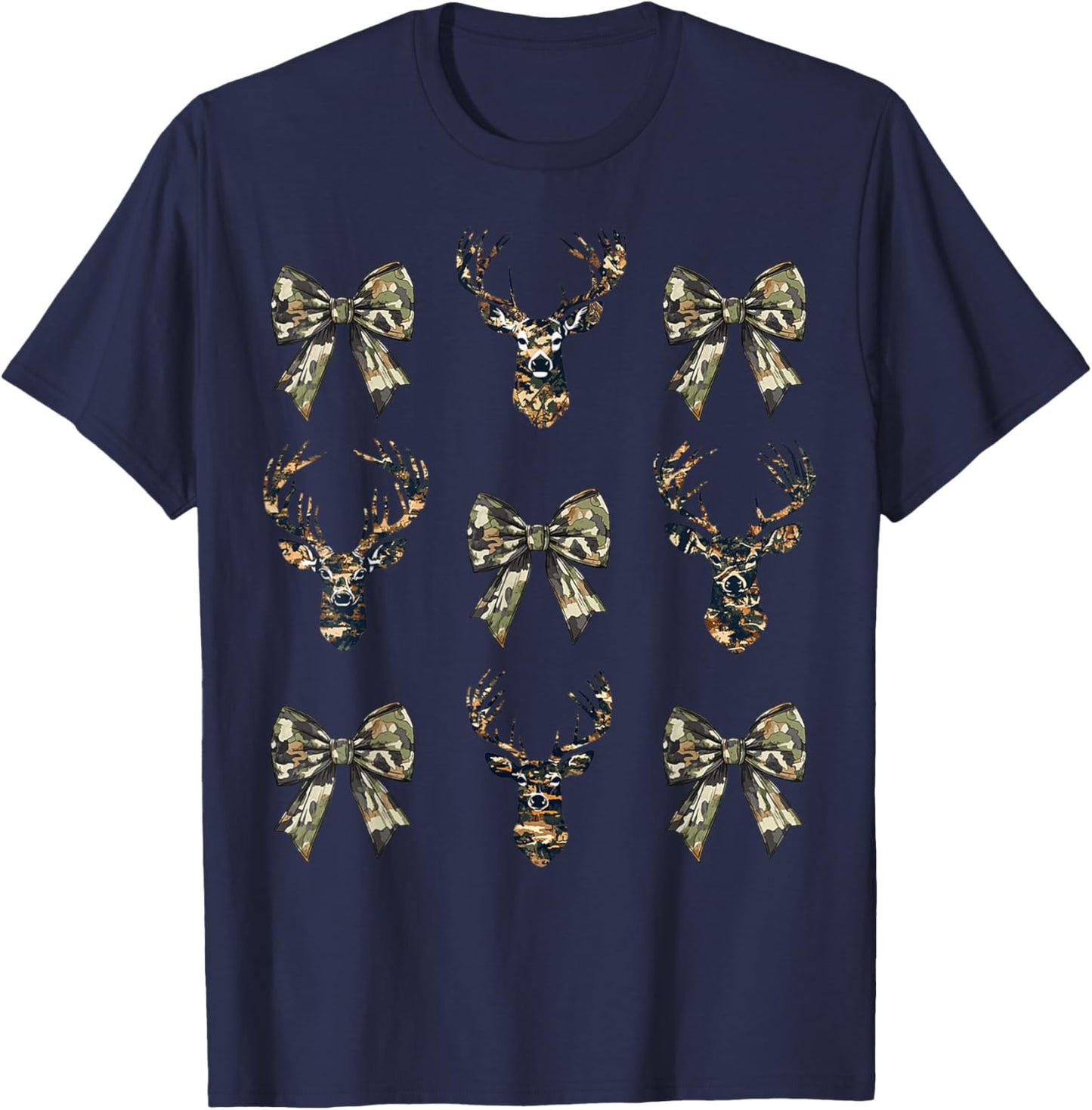 Camouflage Old Camo Bow Camo Coquette Bow Deer Hunting Men T-Shirt - T-Shirt | Navy