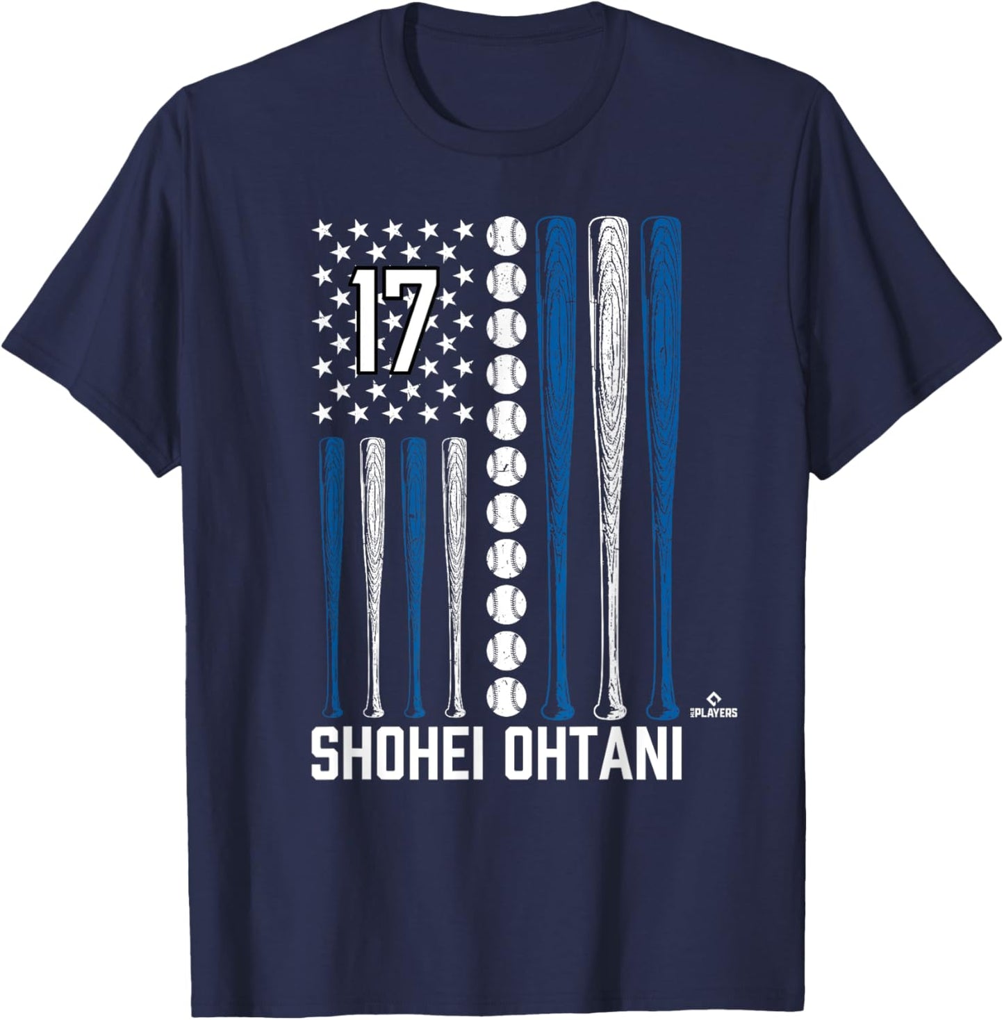 Baseball American Flag Shohei Ohtani Los Angeles Baseball T-Shirt - T-Shirt | Navy