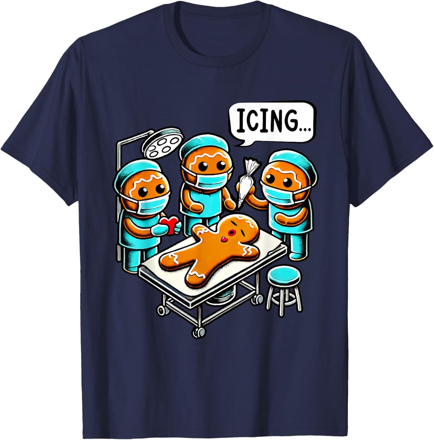 Funny gingerbread man operation cookie baking christmas T-Shirt - T-Shirt | Navy