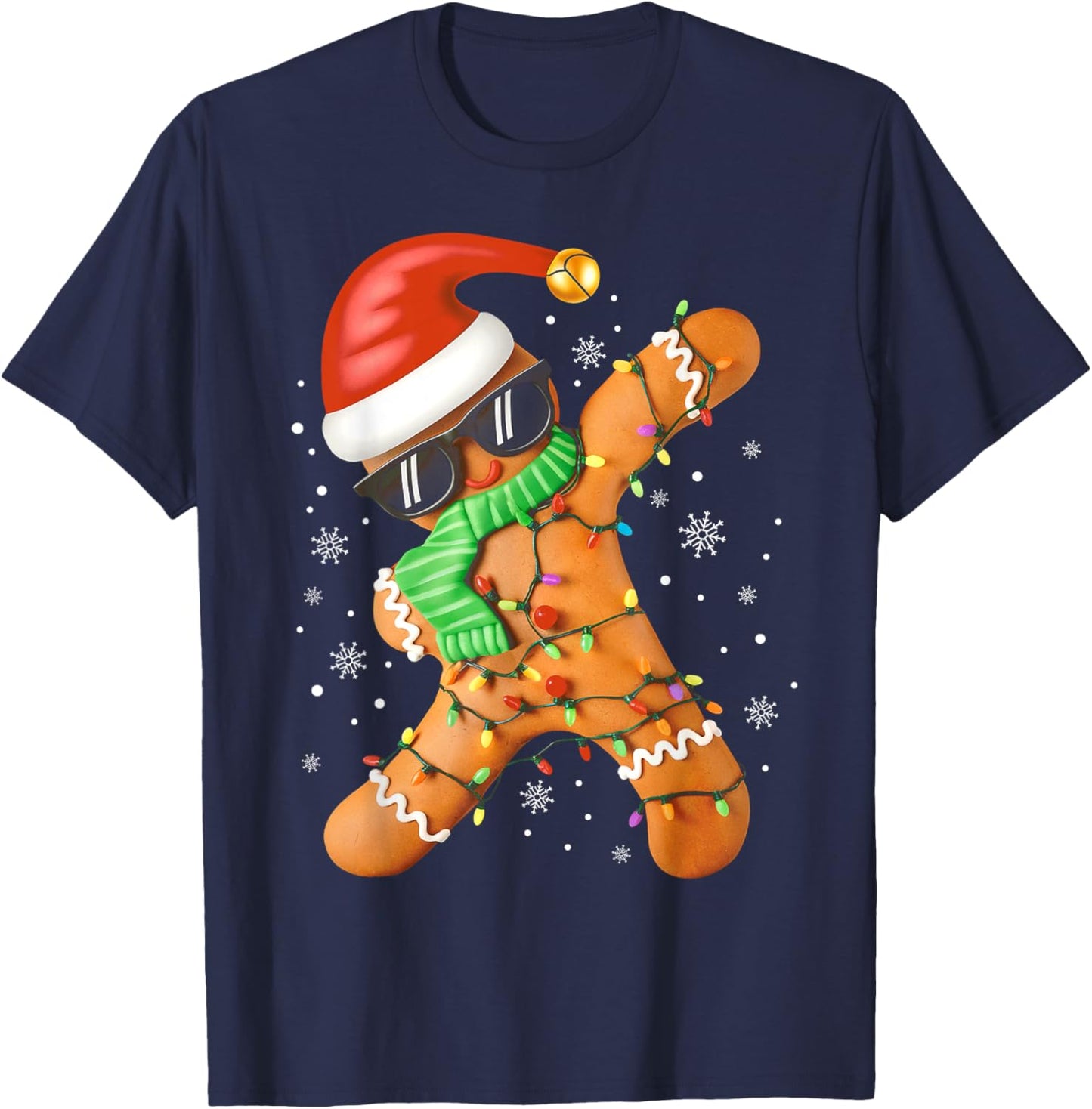 Funny Christmas Boys Kids Dabbing Gingerbread Xmas Pajamas T-Shirt - T-Shirt | Navy