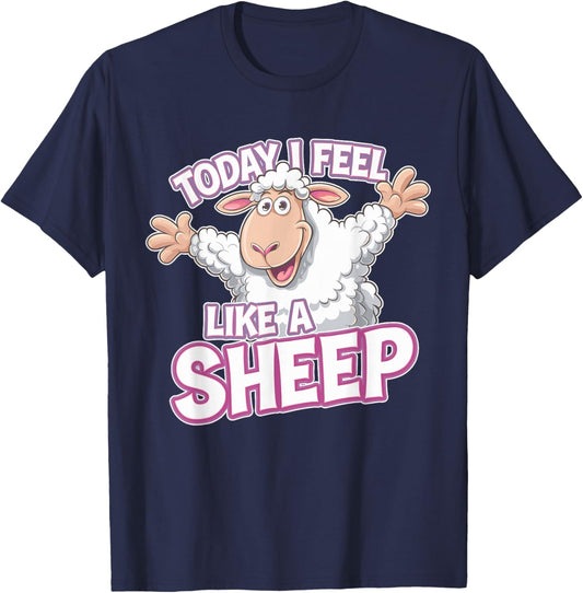 Childrens Today I feel like a Sheep Funny Farm Animal Humor T-Shirt - T-Shirt | Navy