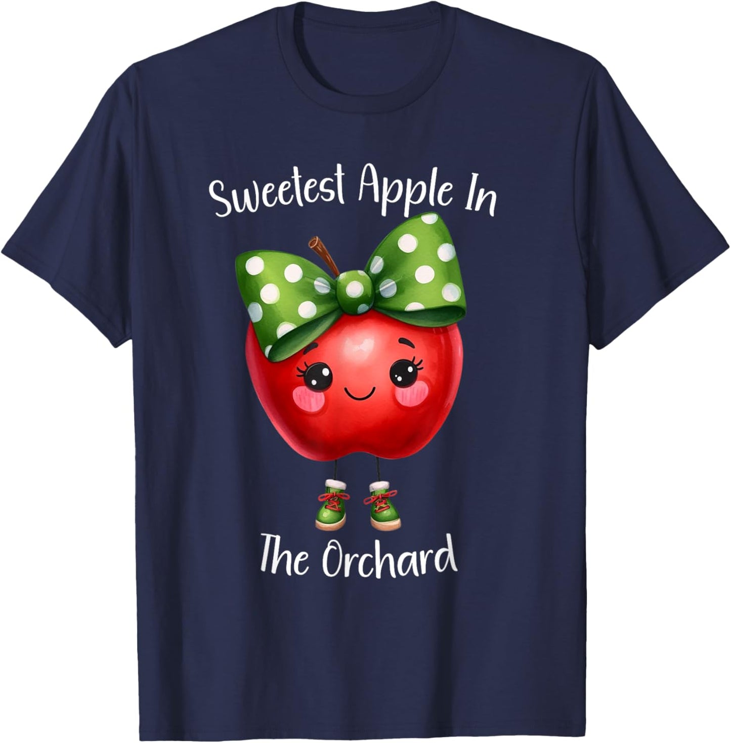 Sweetest Apple In The Orchard Girl Kids Fall Apple Picking T-Shirt - T-Shirt | Navy