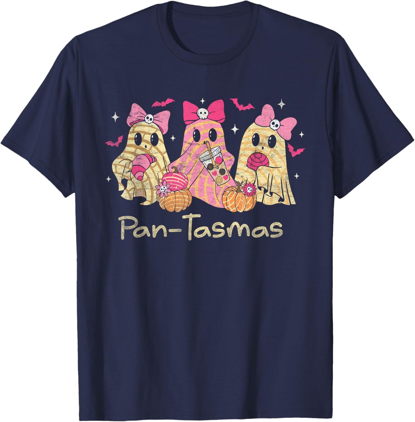 Pantasmas Ghost Funny Spooky Conchas Mexican Ghost Coquette T-Shirt - T-Shirt | Navy