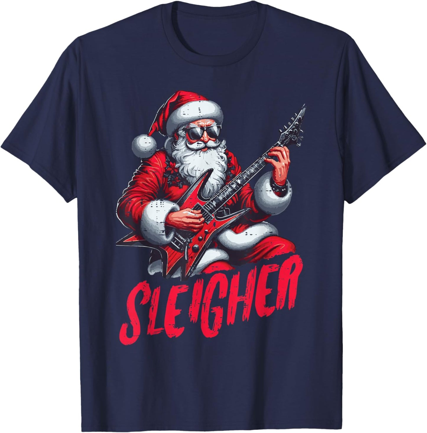 Christmas Santa Sleigher Rock Xmas Rocker Men Boys Kids Teen T-Shirt - T-Shirt | Navy