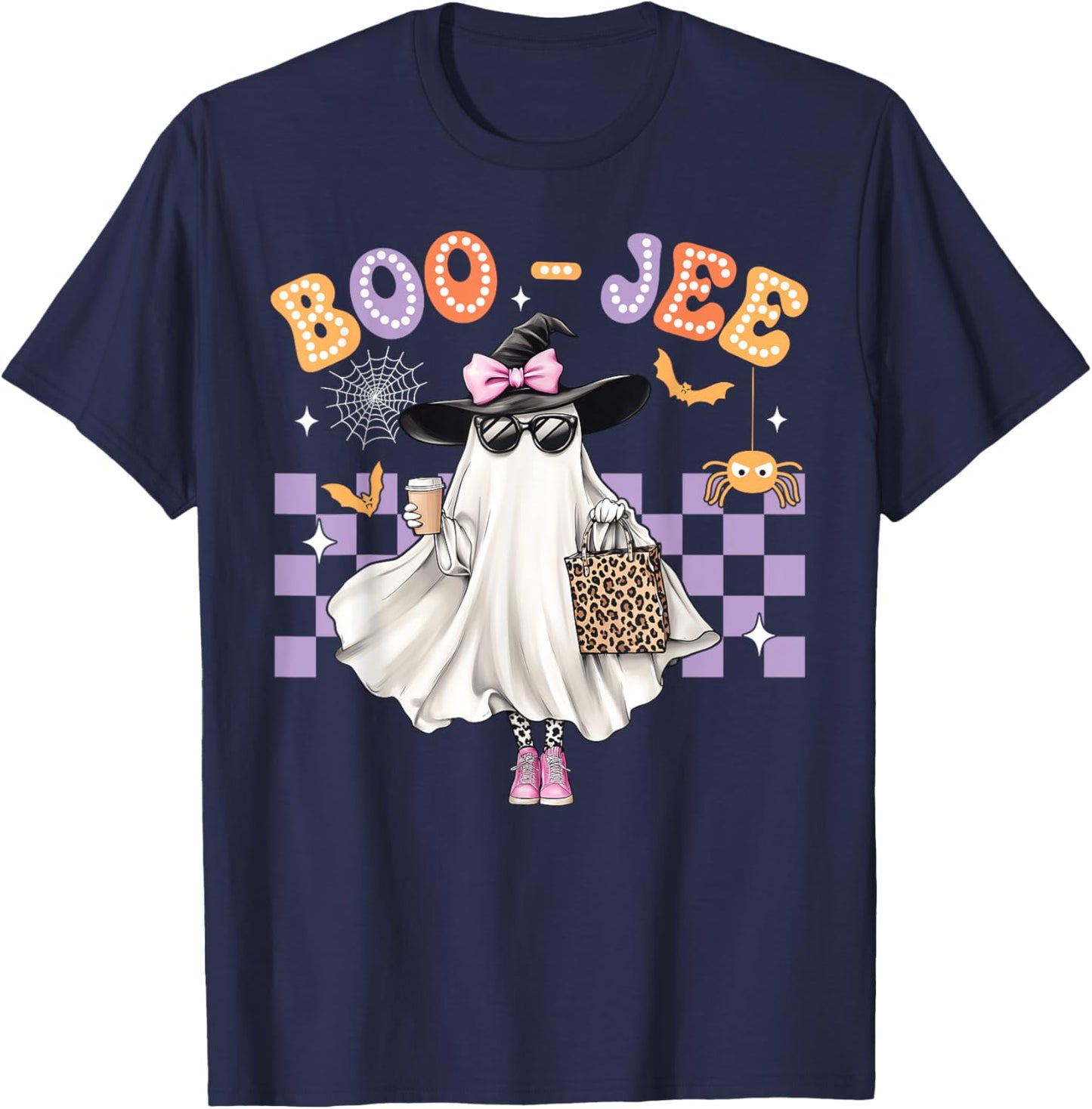 Spooky Season Cute Ghost Funny Halloween Boujee Boo-Jee T-Shirt - T-Shirt | Navy
