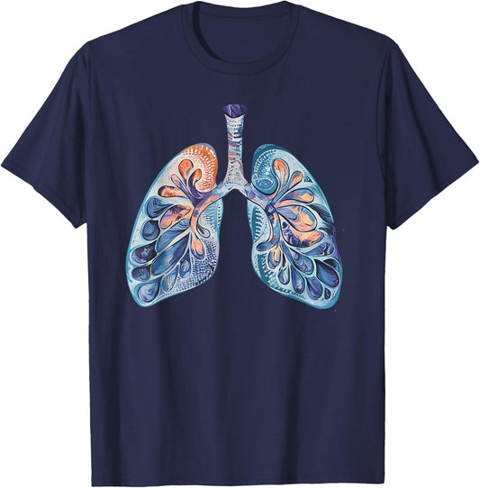 Anatomical Floral Lungs Graphic T-Shirt - T-Shirt | Navy