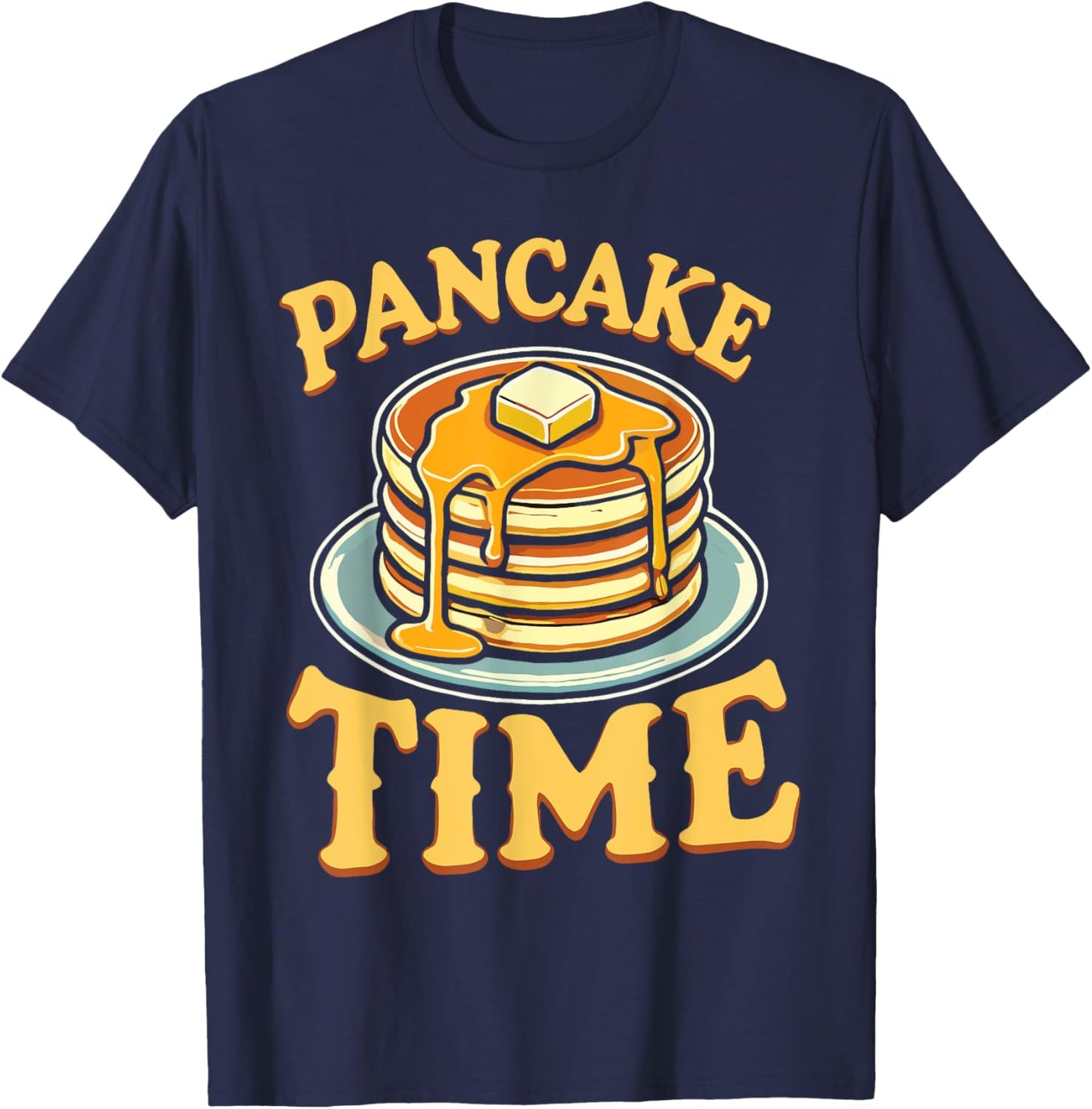 Pancake Lover Apparel -Adult Pancake Themed , Black, Small, Short Sleeve T-Shirt - T-Shirt | Navy