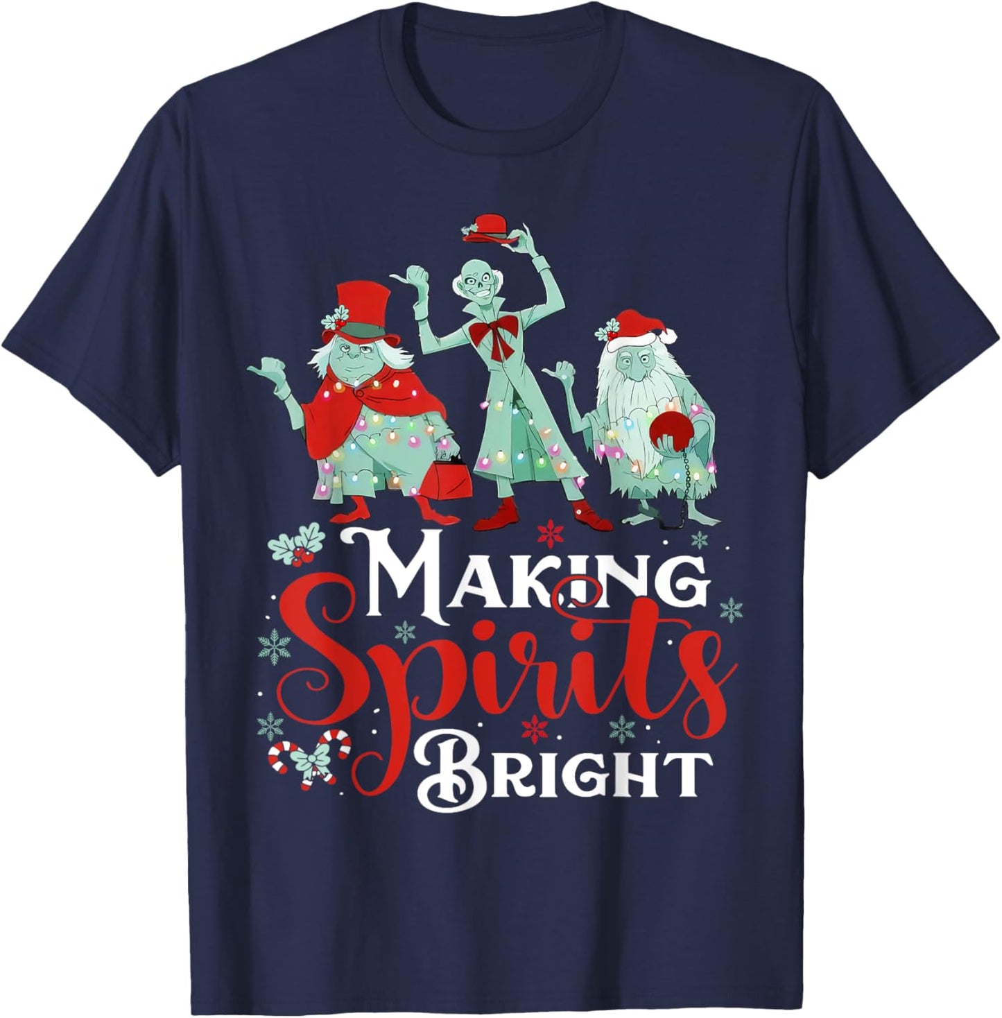 Making Spirits Bright Funny Retro Ghost Christmas Costumes T-Shirt - T-Shirt | Navy