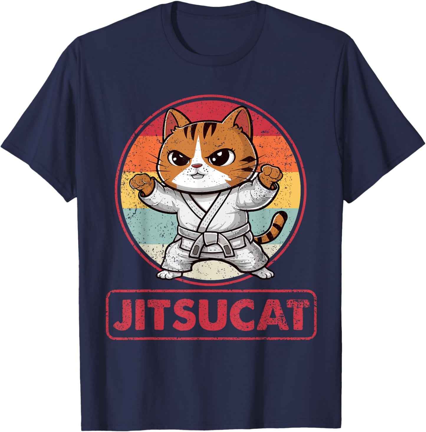 Jiu Jitsu Cat Lover Kitten Brazilian BJJ Martial Arts MMA Men Women Kids T-Shirt - T-Shirt | Navy
