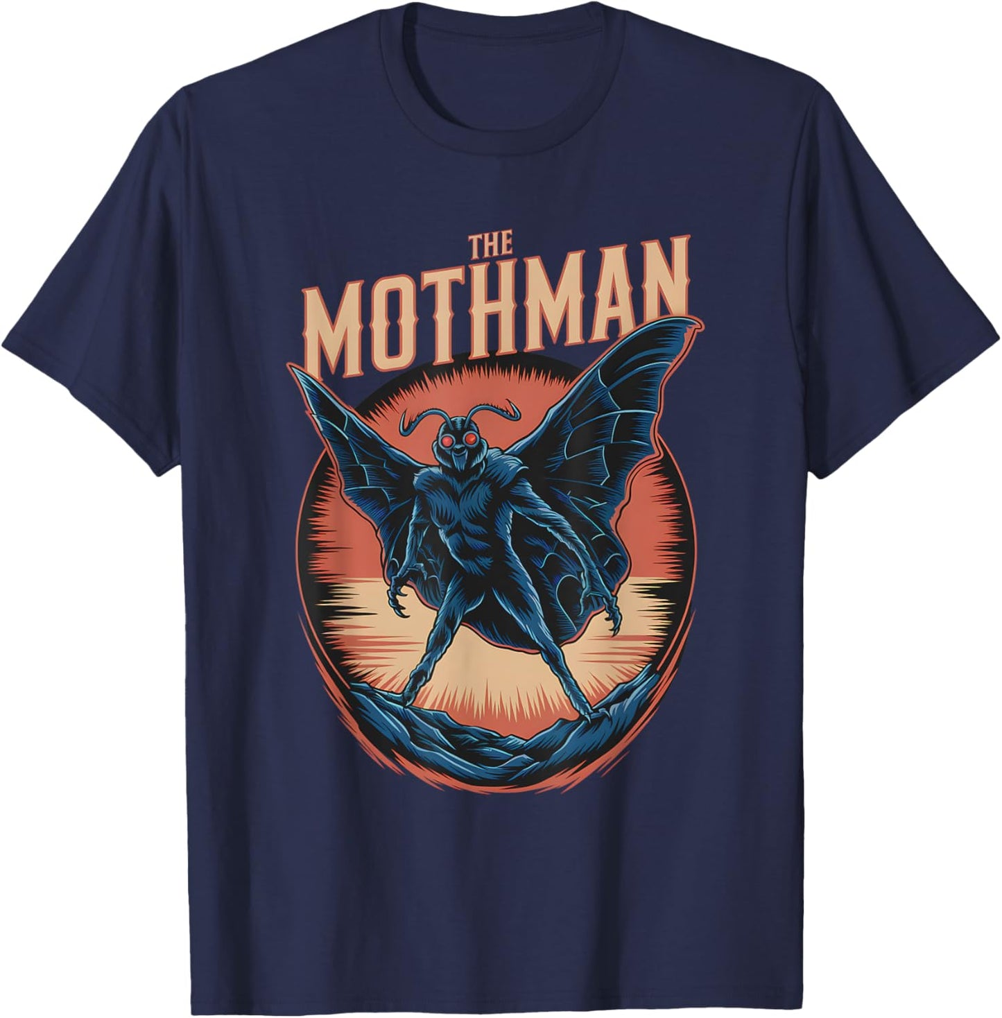 Moth Man Meme Cryptid Creature Monster Retro Mothman T-Shirt - T-Shirt | Navy