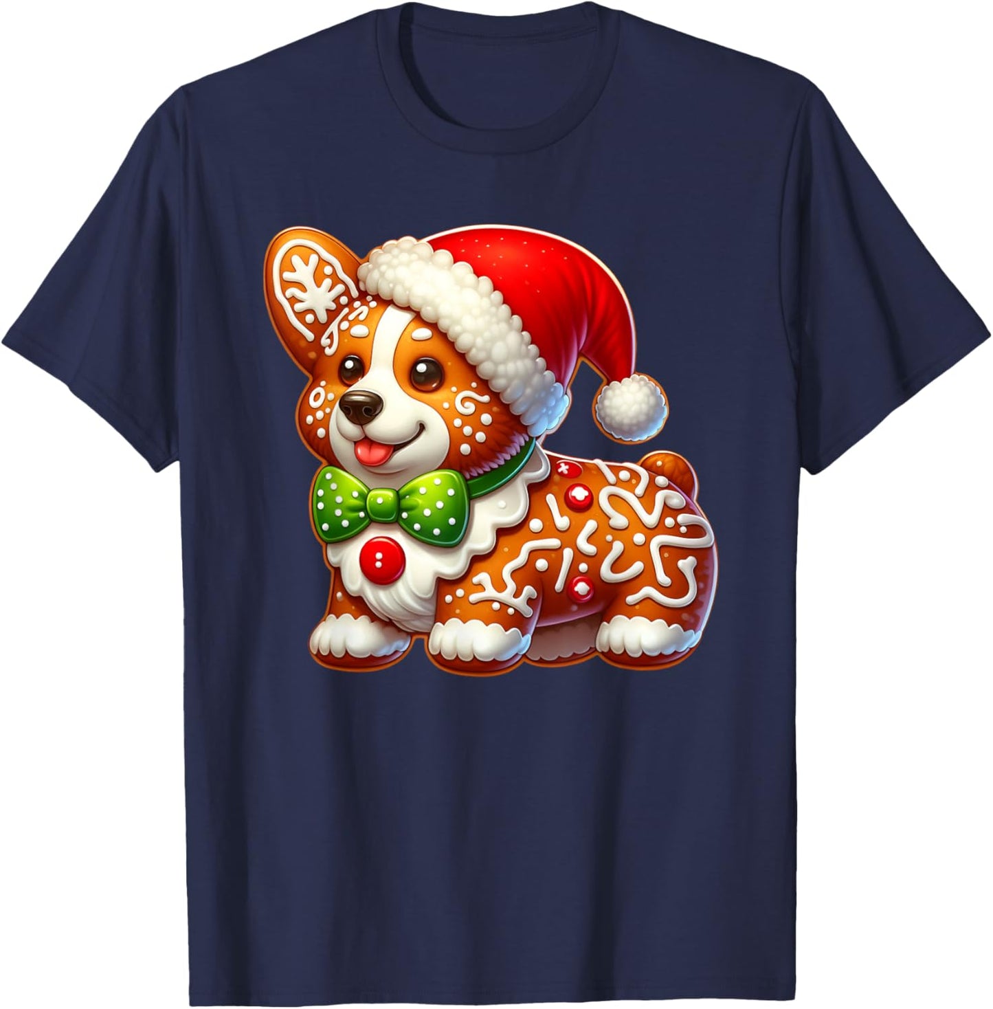 Funny Gingerbread Man Corgi Christmas Dog Kids T-Shirt - T-Shirt | Navy