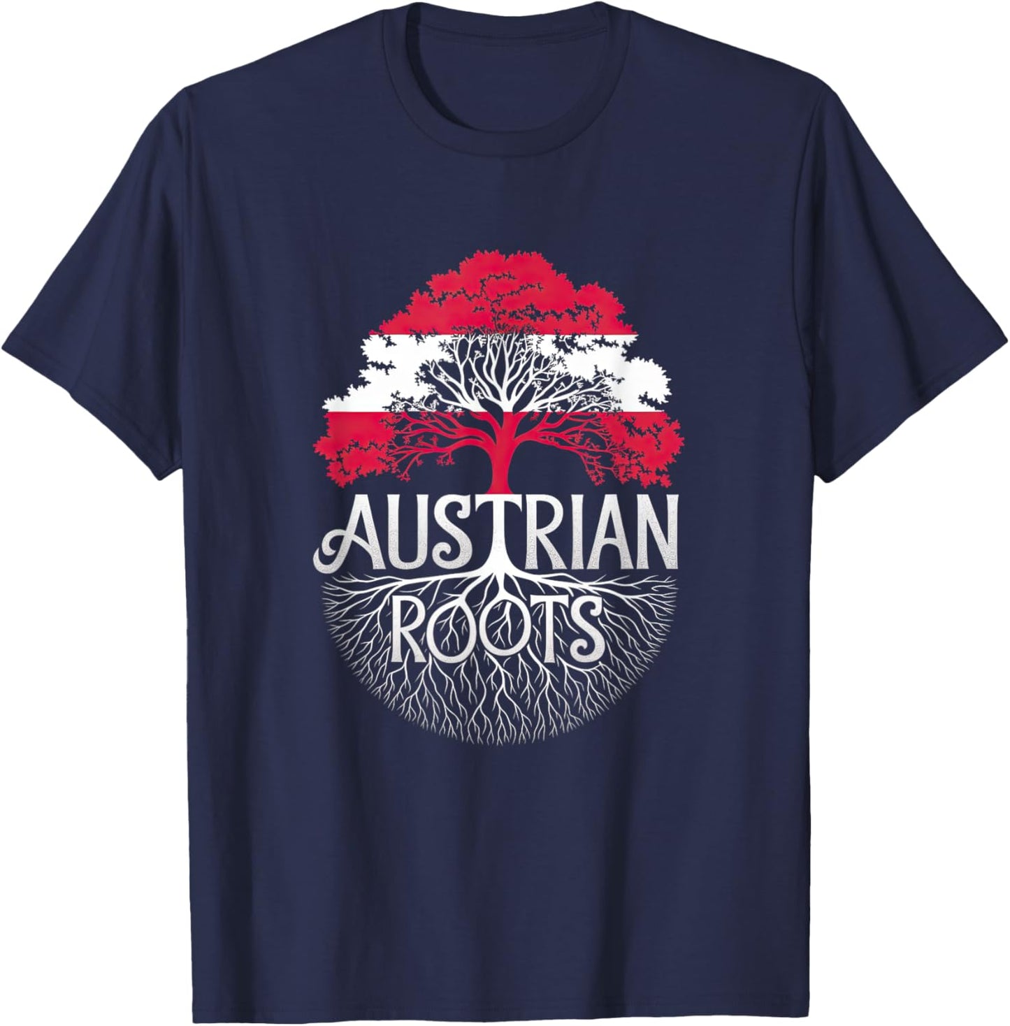 Austrian Roots - Austria Flag Colors Family Tree Souvenir T-Shirt - T-Shirt | Navy