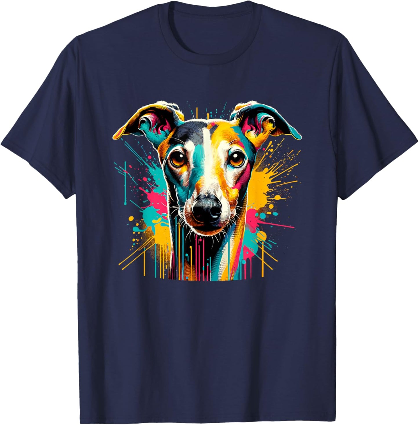Splash Art Italian Greyhound Italian Sighthound Iggy T-Shirt - T-Shirt | Navy