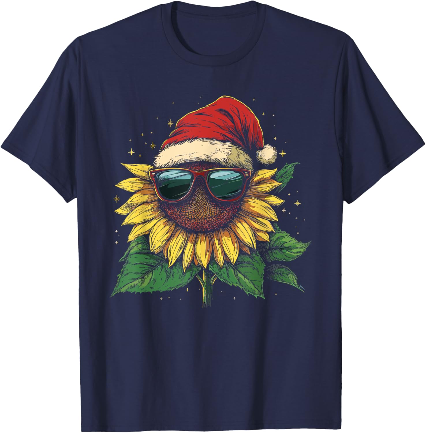 Sunflower Christmas Flower Xmas Women Kids T-Shirt - T-Shirt | Navy