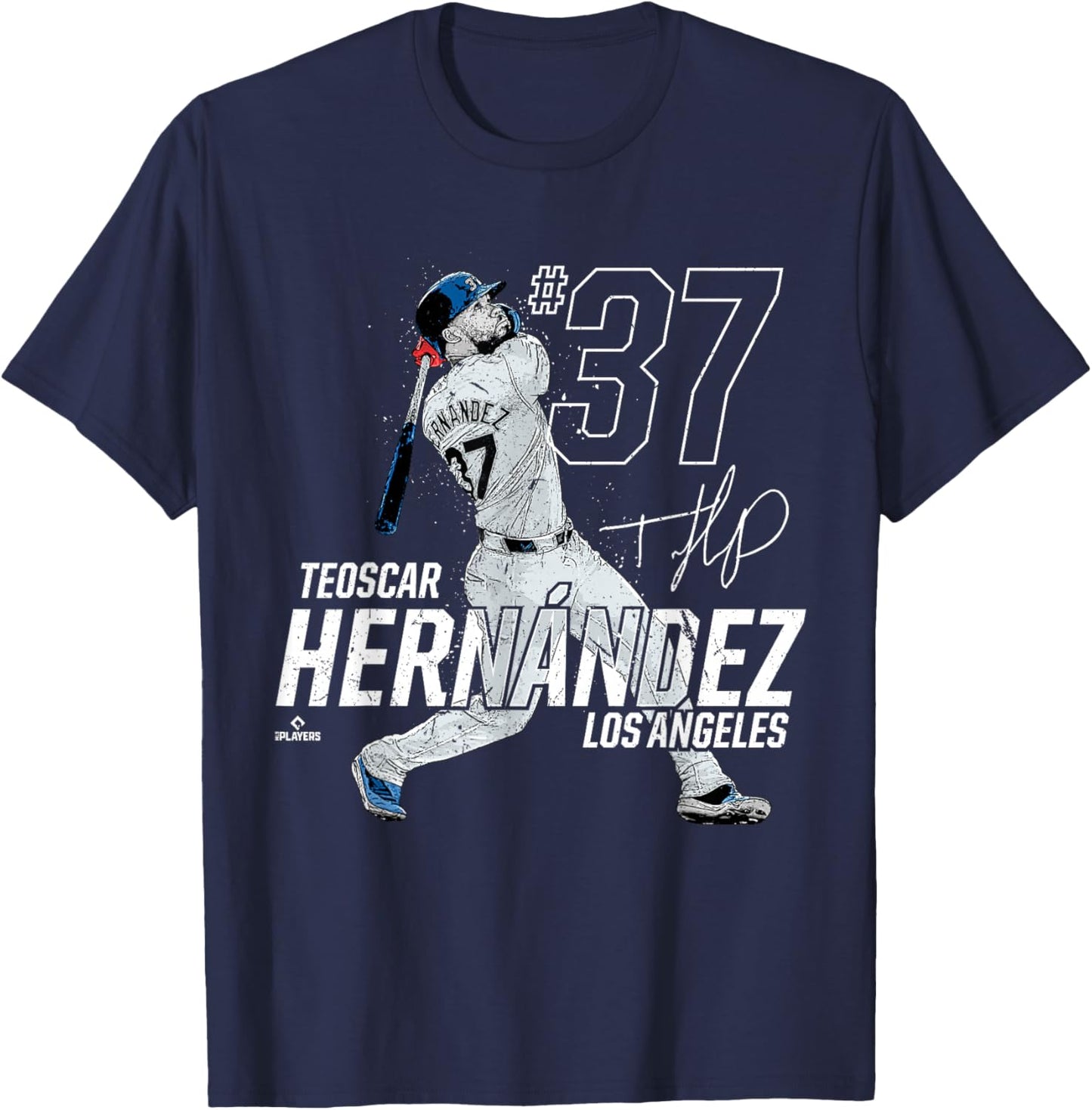 Dynamic Pose Teoscar Hernandez Los Angeles Baseball MLBPA T-Shirt - T-Shirt | Navy