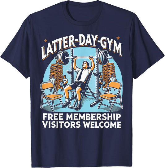 Latter-Day Gym Missionary LDS Church Funny Mormon T-Shirt - T-Shirt | Navy