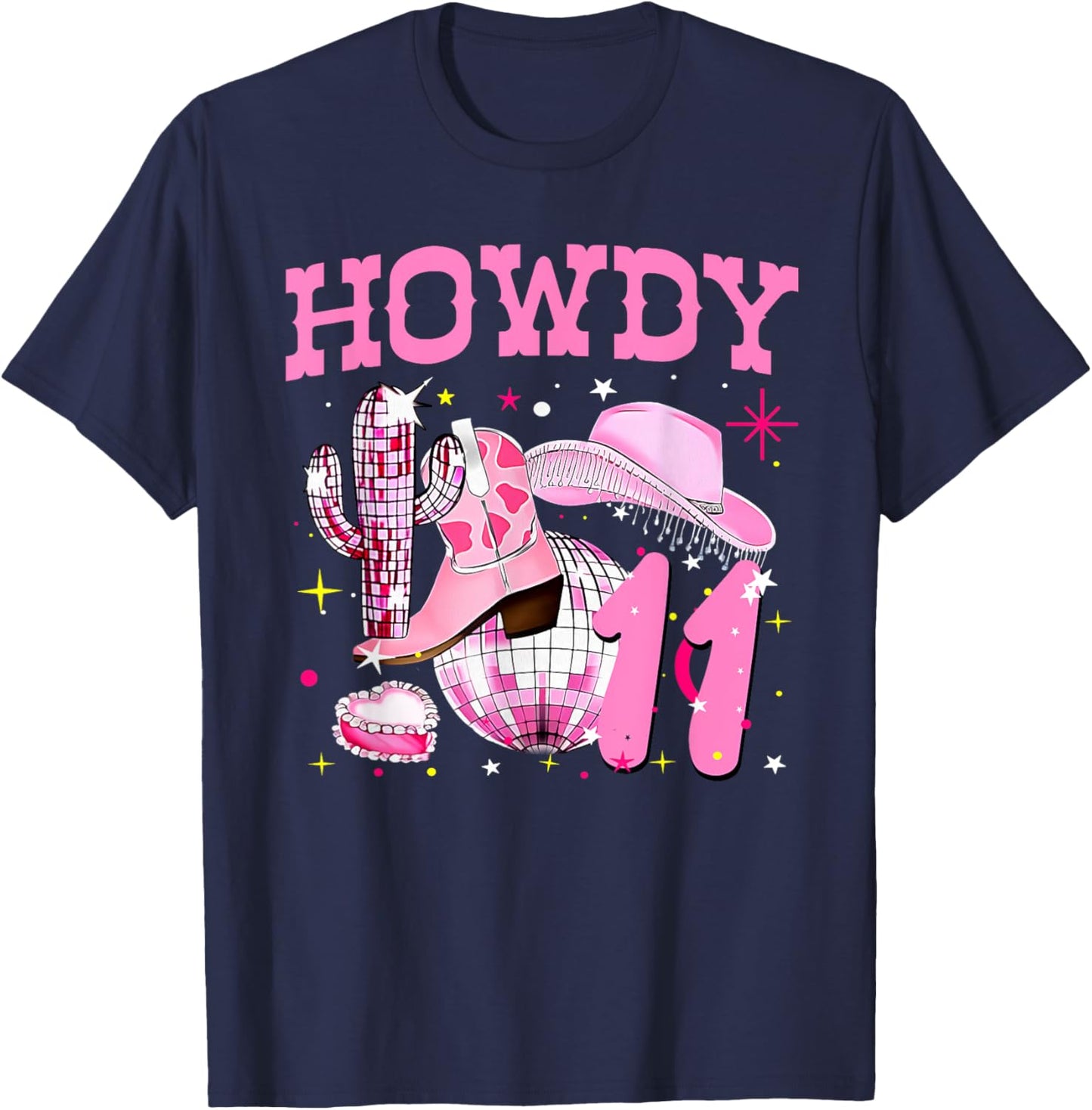 Howdy 11 Years Old Cowgirl 11th Birthday Western Girl T-Shirt - T-Shirt | Navy