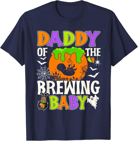 Daddy Of The Brewing Baby Halloween Pregnancy Baby Shower T-Shirt - T-Shirt | Navy