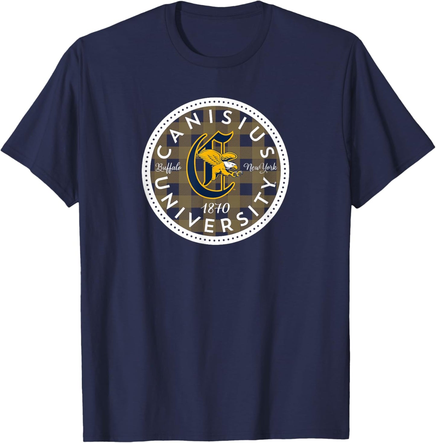 Canisius University Golden Griffins Plaid Badge T-Shirt - T-Shirt | Navy