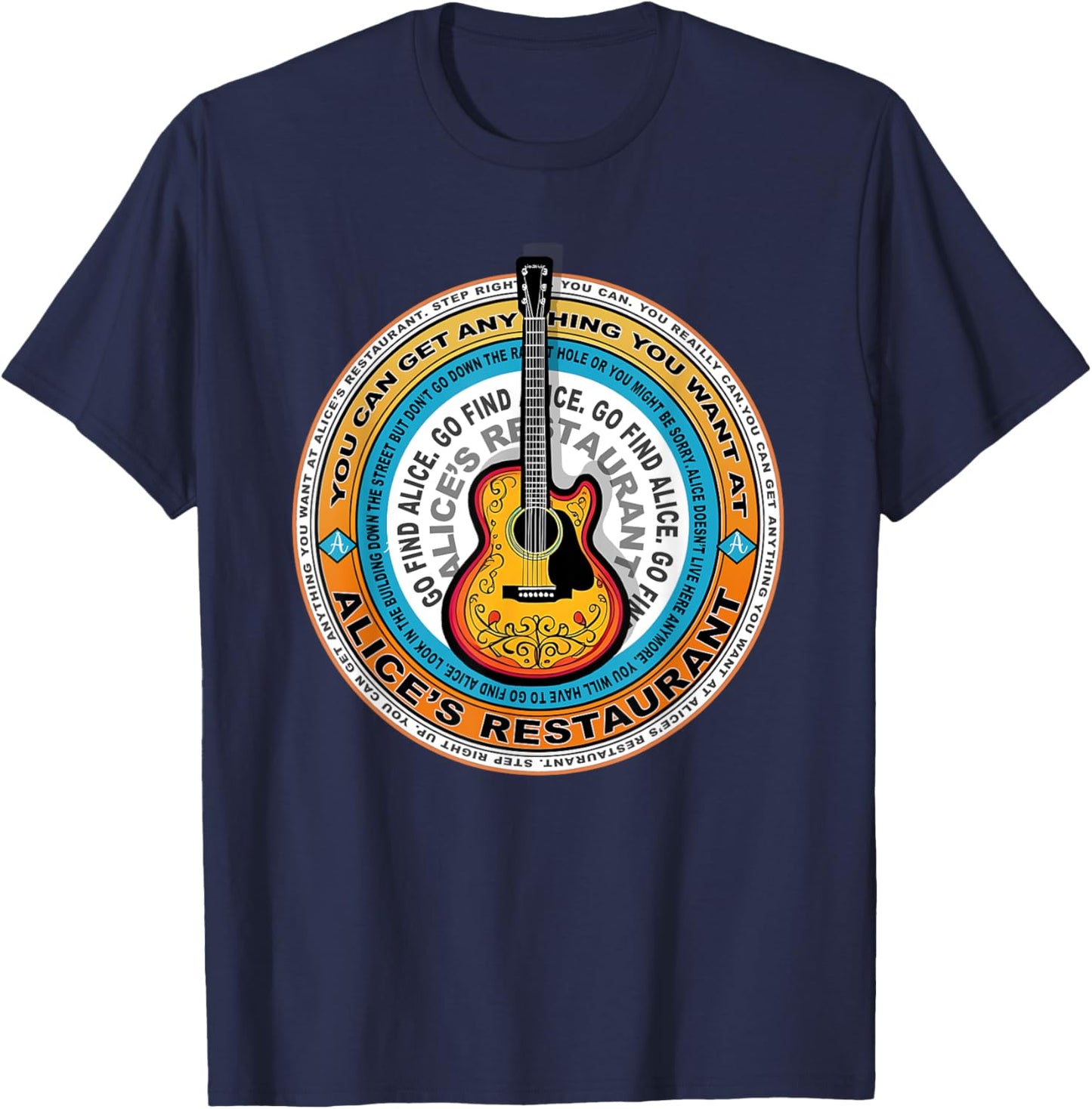 Alice's Restaurant Guitar Music T-Shirt - T-Shirt | Navy