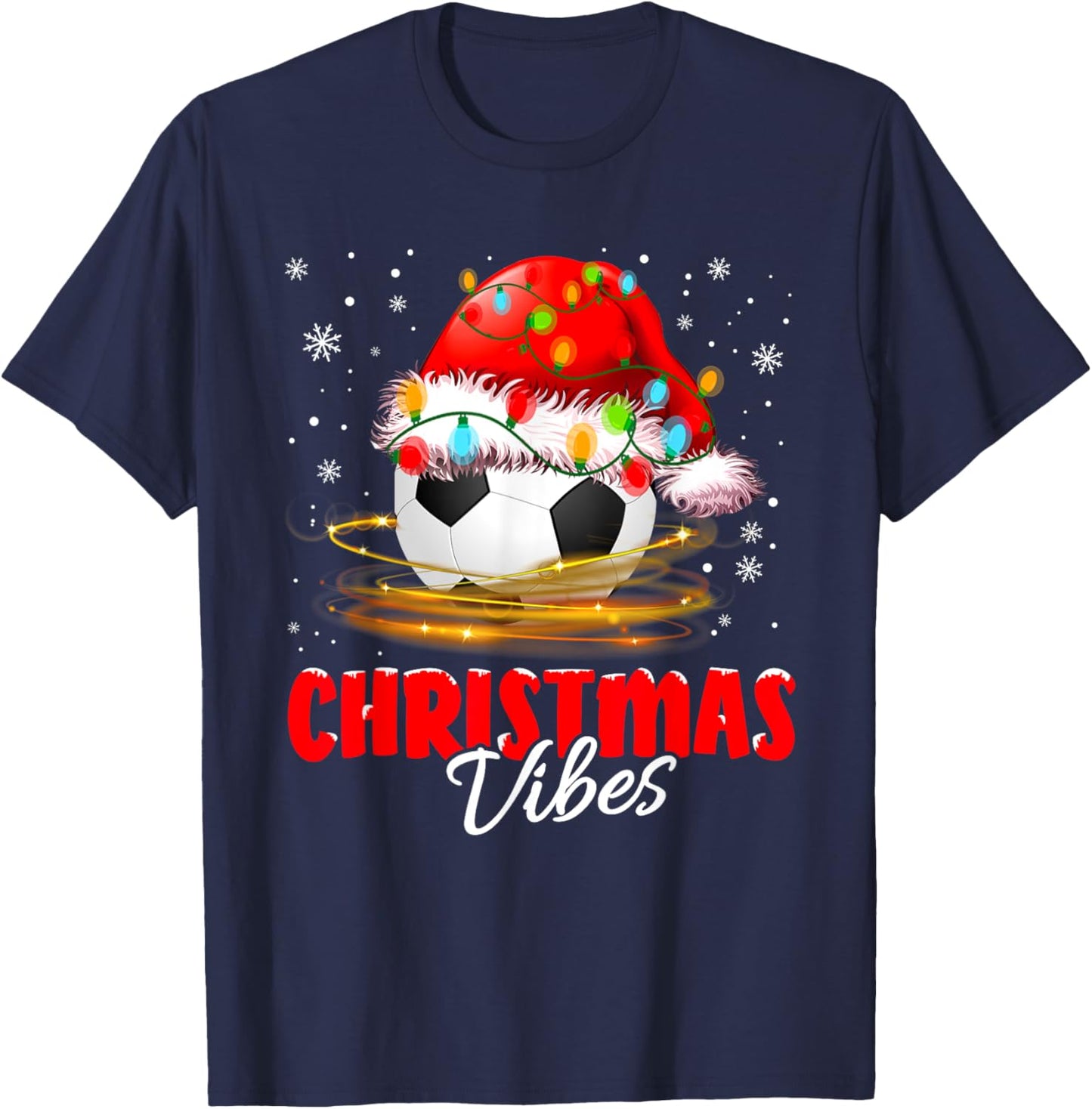 Christmas Pajamas Christmas Lights Soccer Football Outfit T-Shirt - T-Shirt | Navy