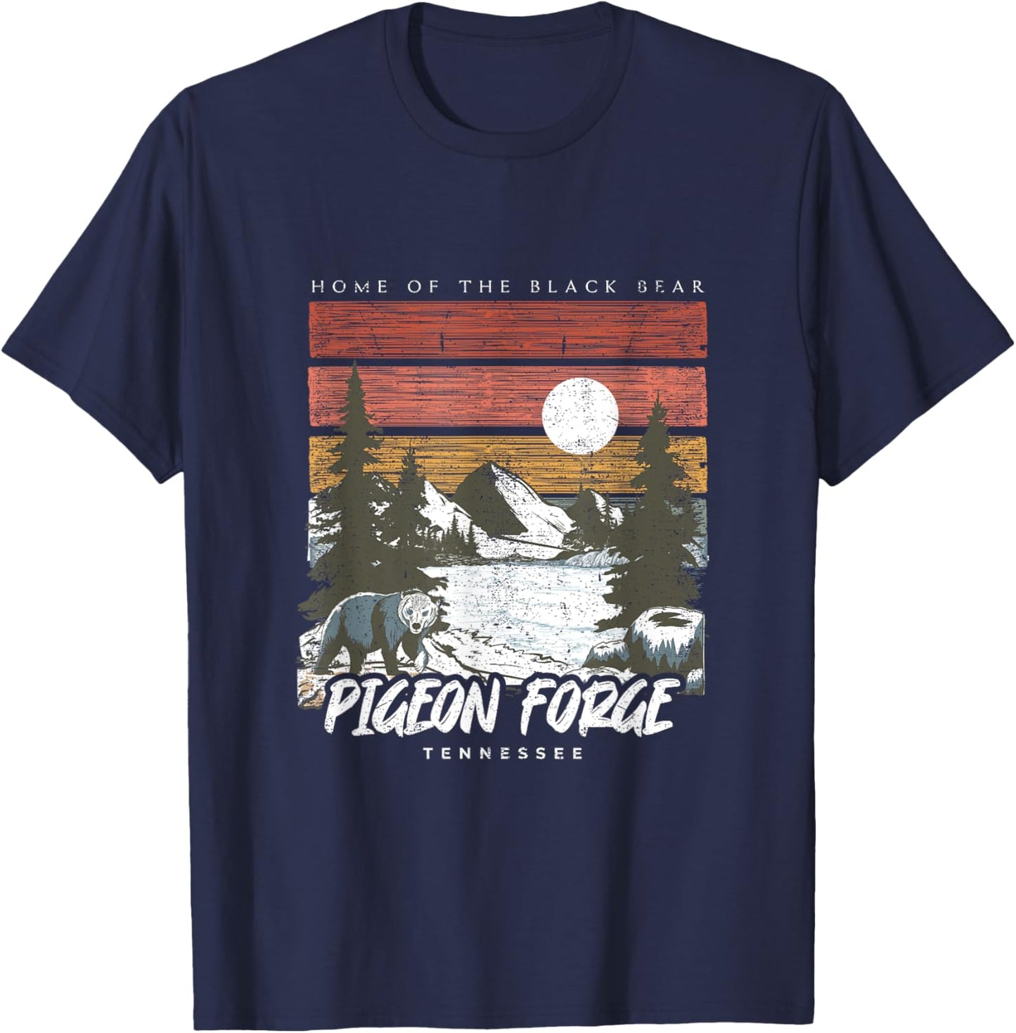 Pigeon Forge Tennessee Home Of The Black Bear Retro 70s 80s T-Shirt - T-Shirt | Navy