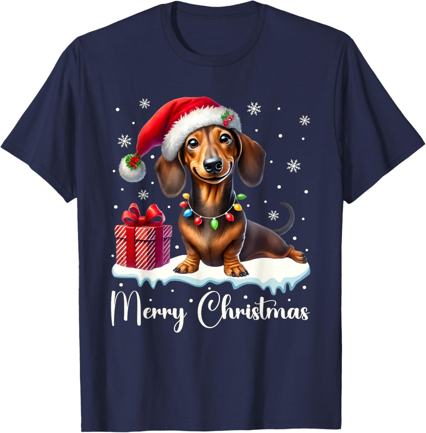 Christmas Pajamas Christmas Outfit Cute Dachshund Dog T-Shirt - T-Shirt | Navy