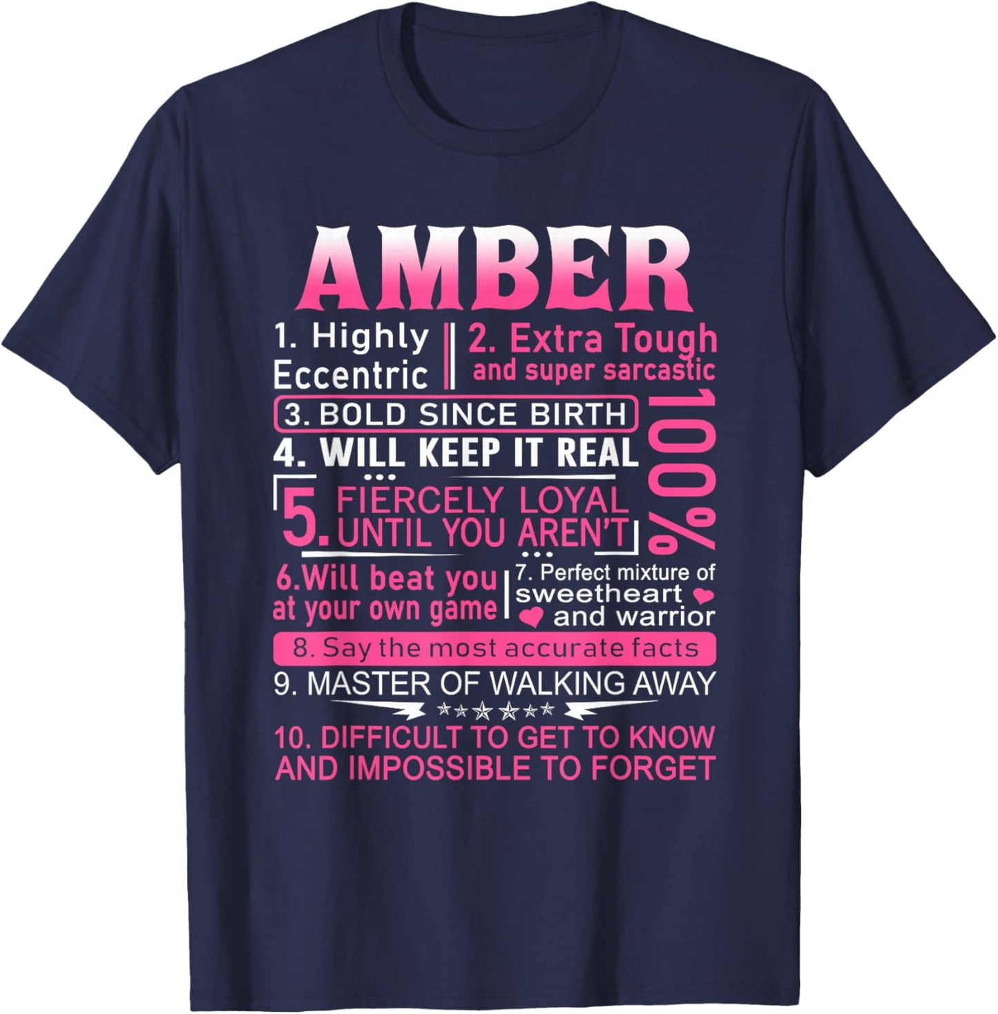 Amber Name Shirt Personalized Amber First Name T-Shirt - T-Shirt | Navy