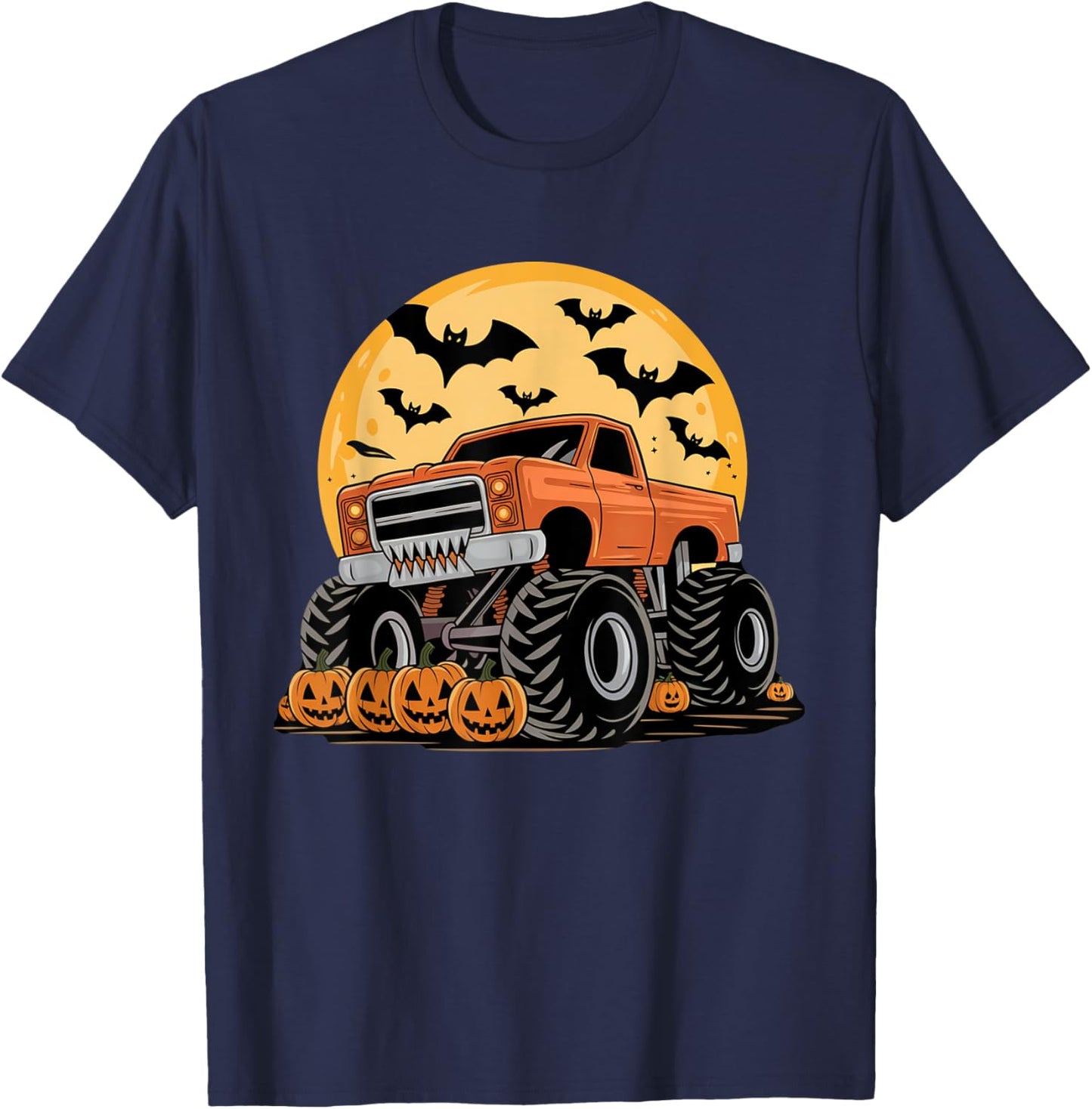 Halloween Shirts for Kids Boys Monster Truck Pumpkins T-Shirt - T-Shirt | Navy