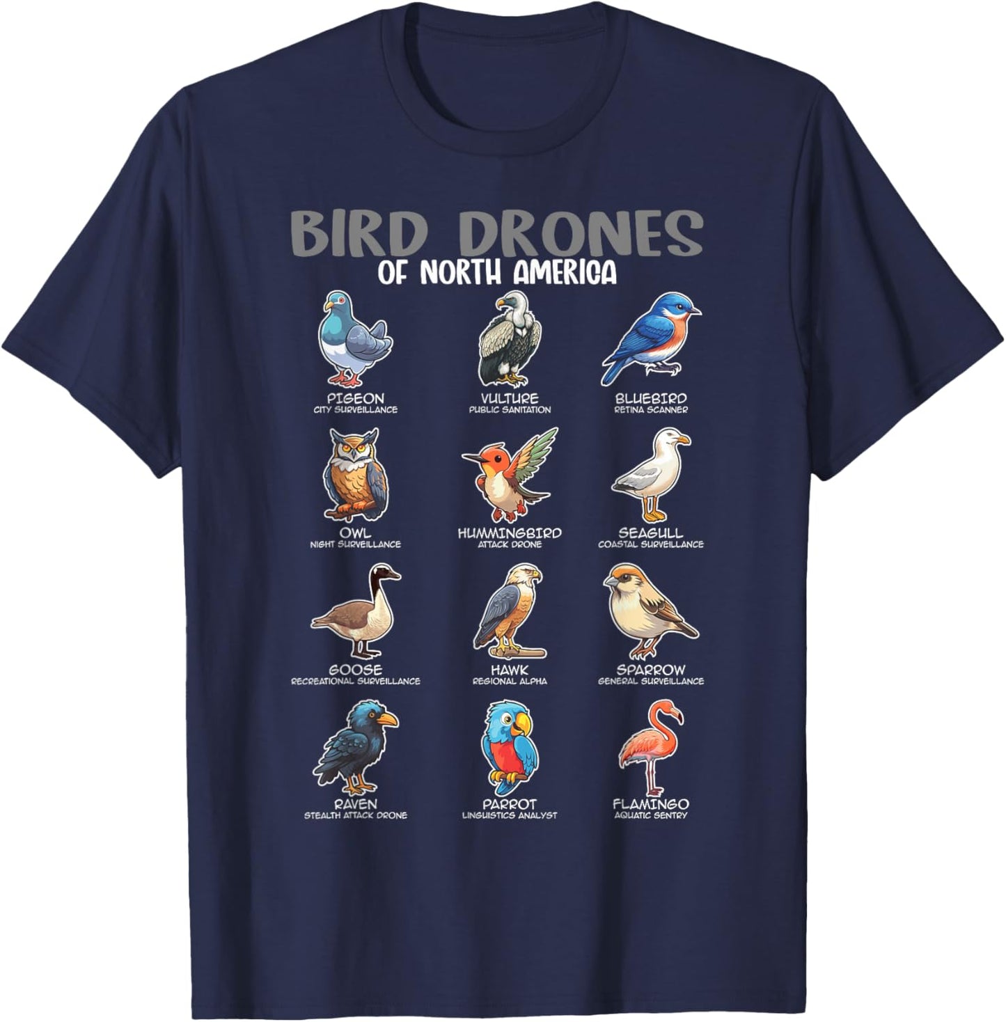 Bird Drones Of North America, Ornithologist Ornithology T-Shirt - T-Shirt | Navy