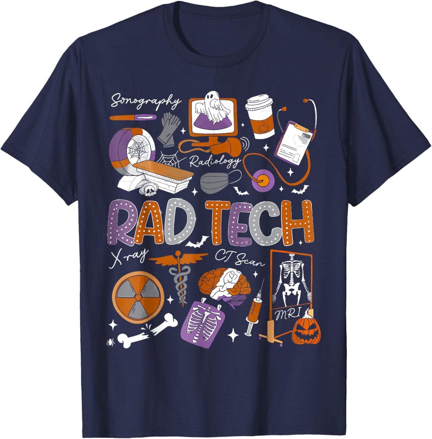 Radiology Technologist Halloween Ghost Rad Tech Halloween T-Shirt - T-Shirt | Navy