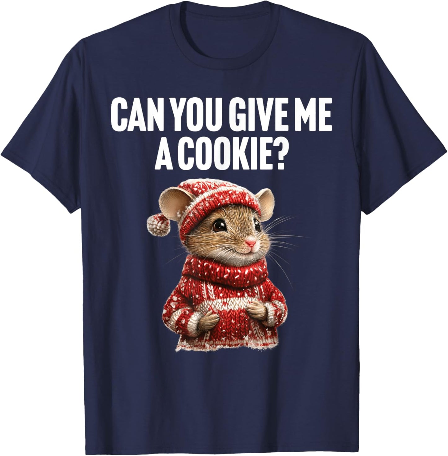 Can You Give Me a Cookie Funny Mouse Christmas Kids T-Shirt - T-Shirt | Navy