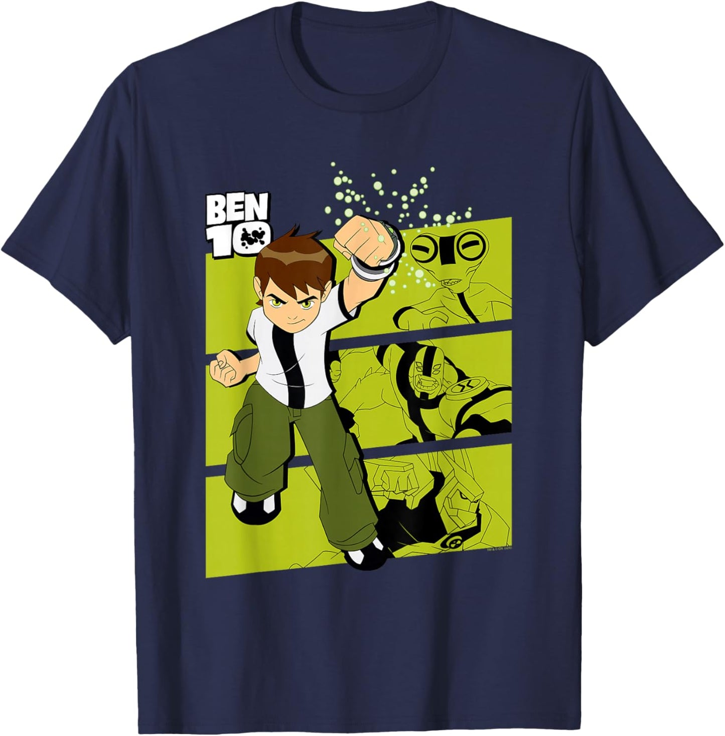 Ben 10 Three Alien Transformation Blocks Cartoon T-Shirt - T-Shirt | Navy