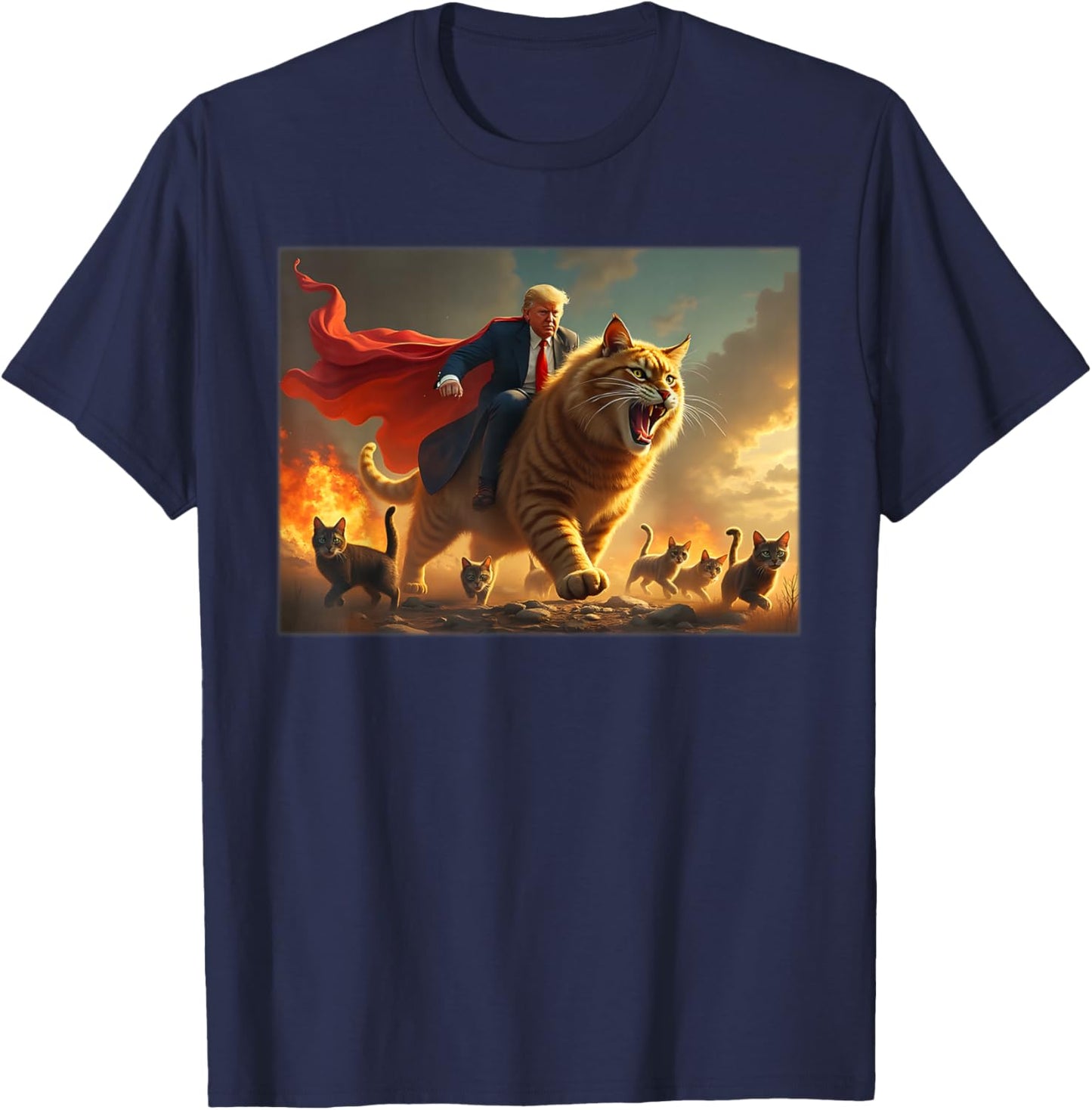 Cats For Trump 2024 Election Meme Donald Trump Sarcastic T-Shirt - T-Shirt | Navy
