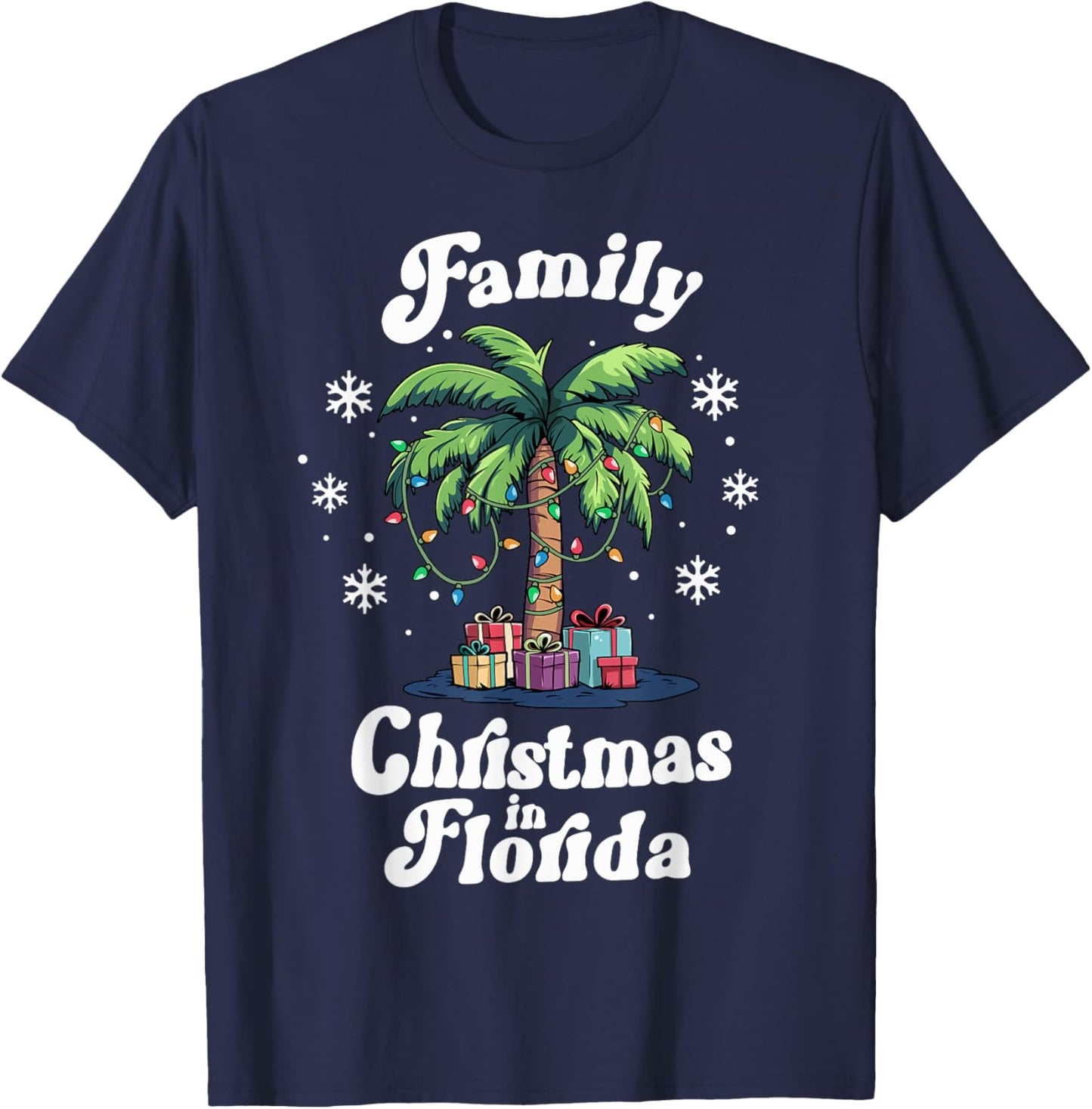 Matching Family Christmas in Florida Tropical Palm Tree T-Shirt - T-Shirt | Navy