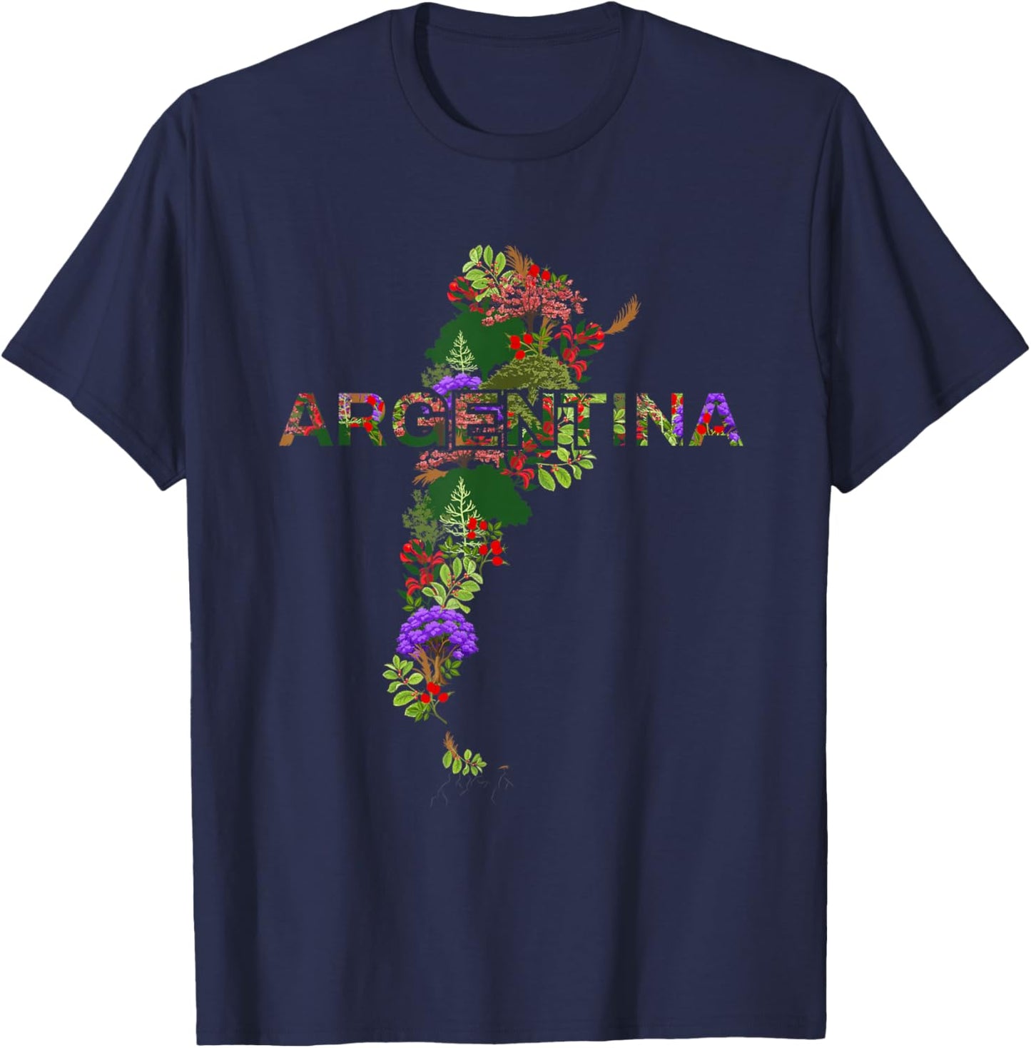 Argentina Botanical Map - Buenos Aires Souvenir T-Shirt - T-Shirt | Navy