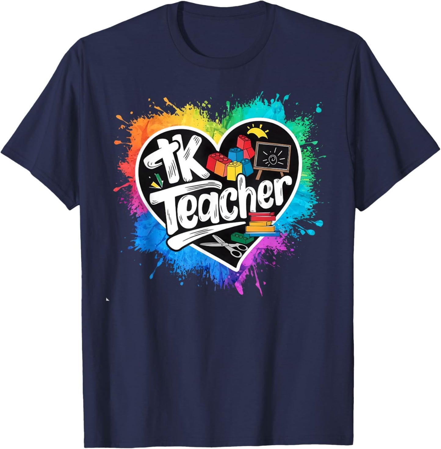 TK Teacher Transitional Kindergarten Heart Back To School T-Shirt - T-Shirt | Navy