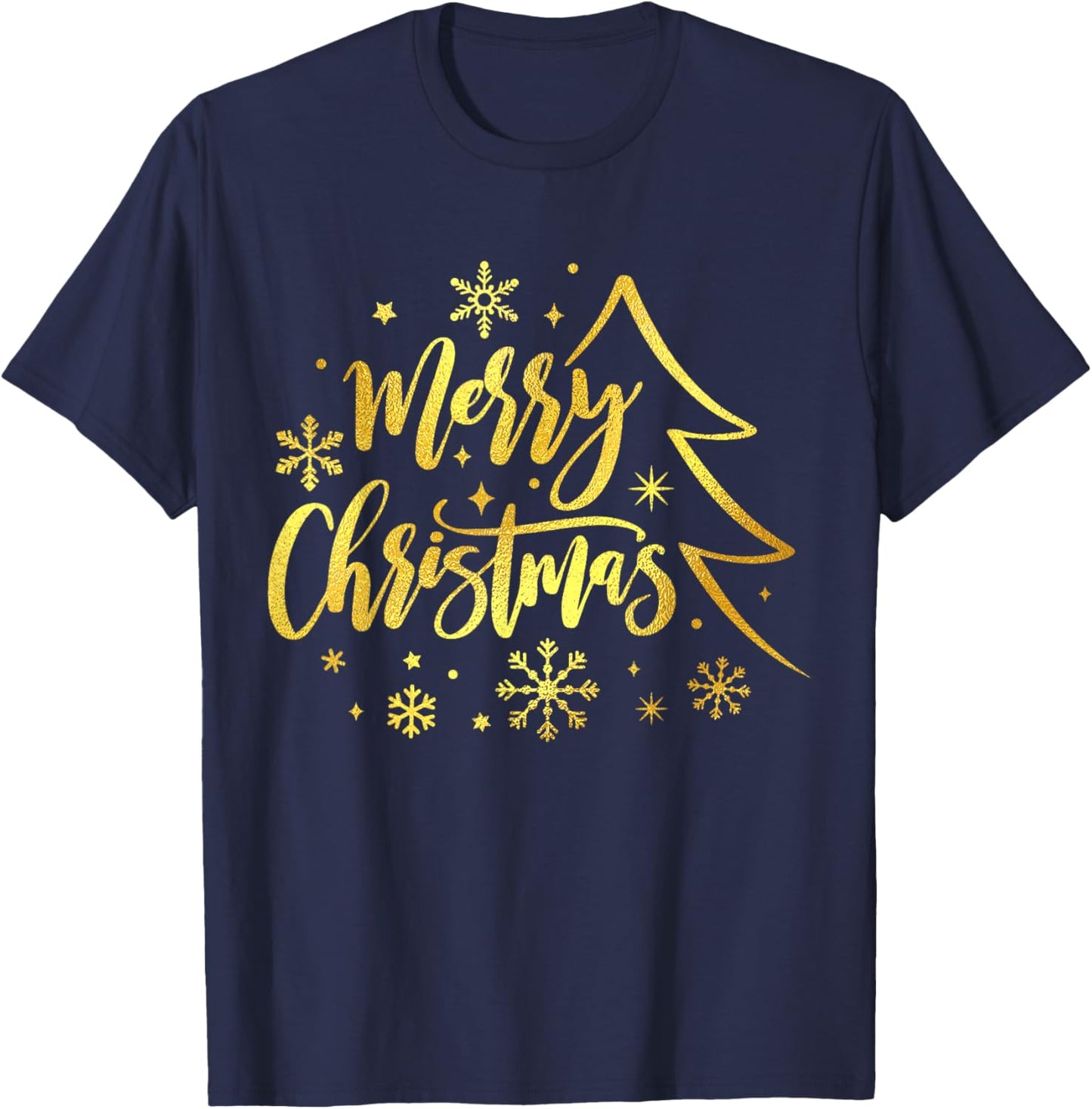 Cute Simple Merry Christmas Tree Family Matching Pajama Xmas T-Shirt - T-Shirt | Navy
