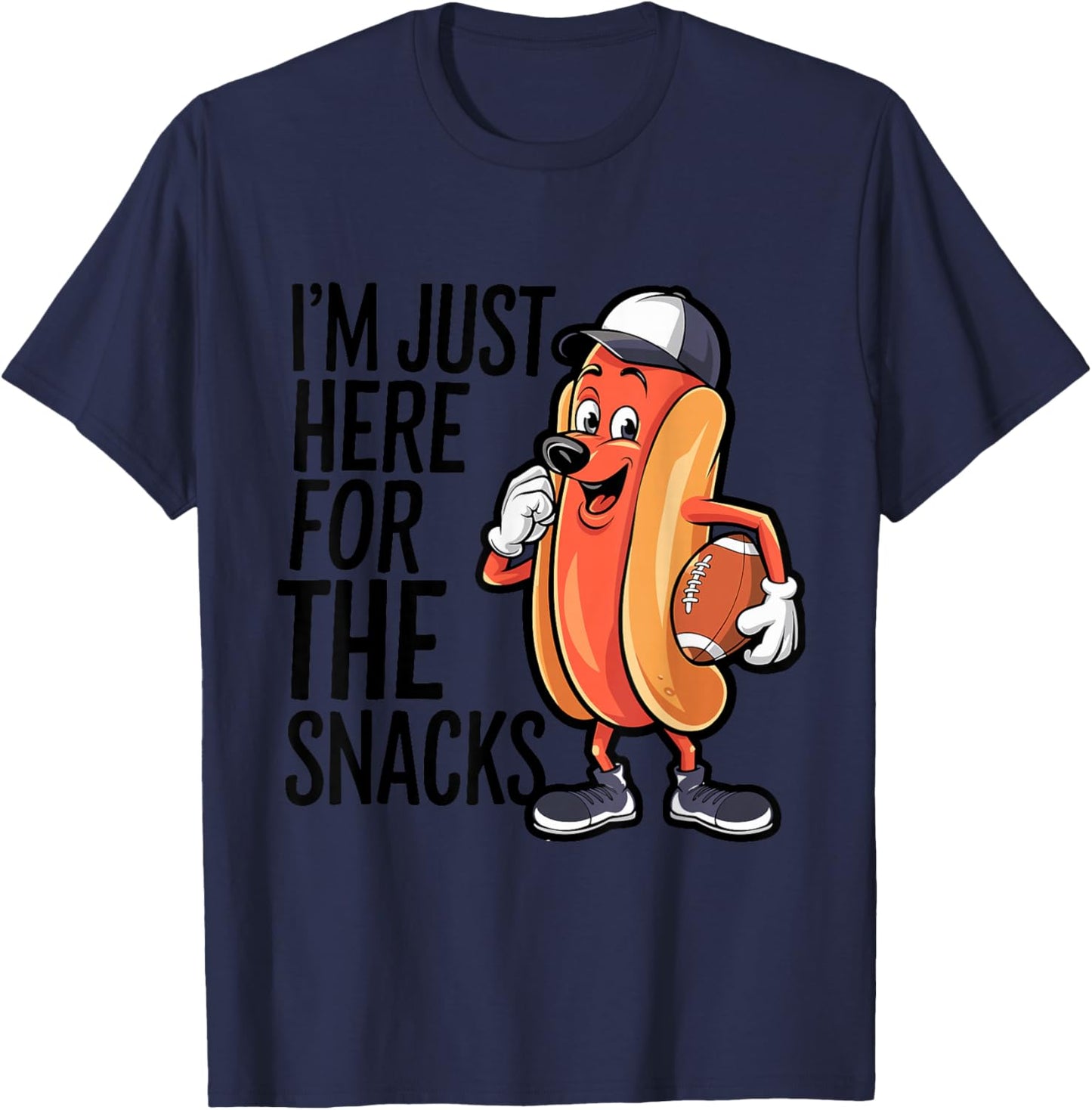 Funny I'm Just Here For The Snacks Football T-Shirt - T-Shirt | Navy