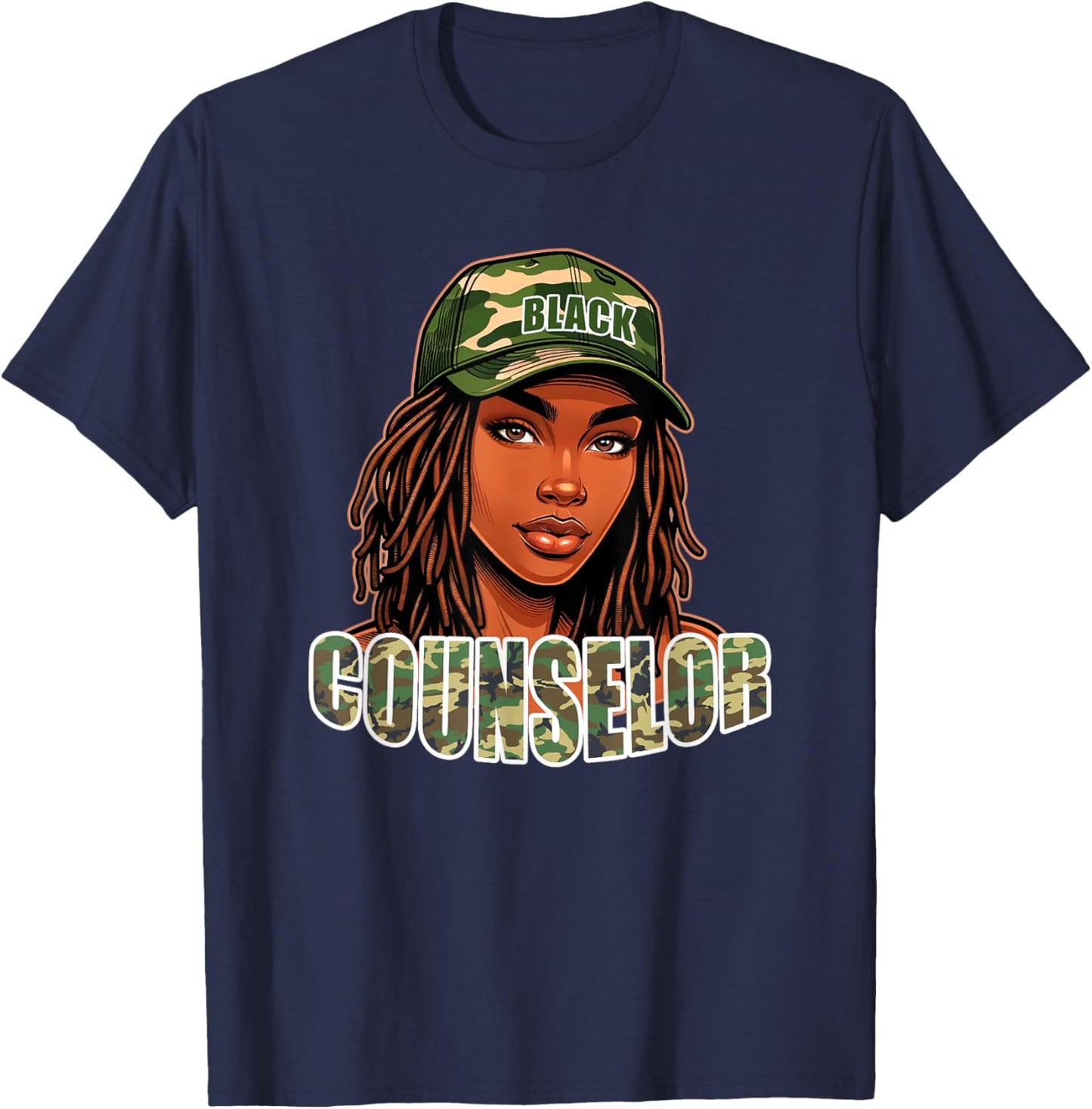 Camo Counselor | School Guidance or Camp T-Shirt - T-Shirt | Navy