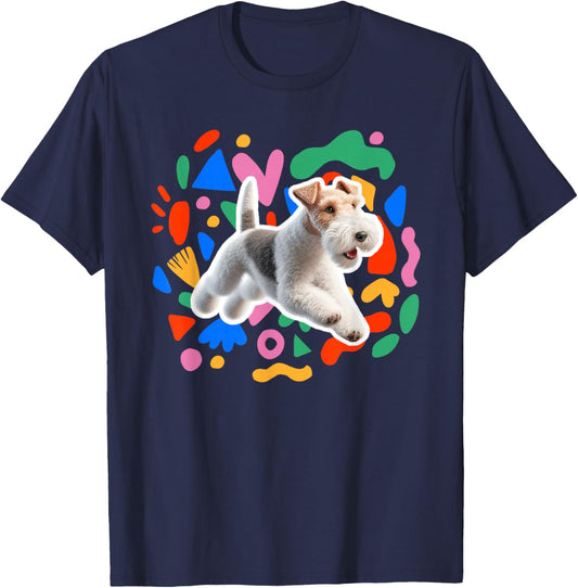Wire Fox Terrier Colorful Design Dog Women Kids T-Shirt - T-Shirt | Navy