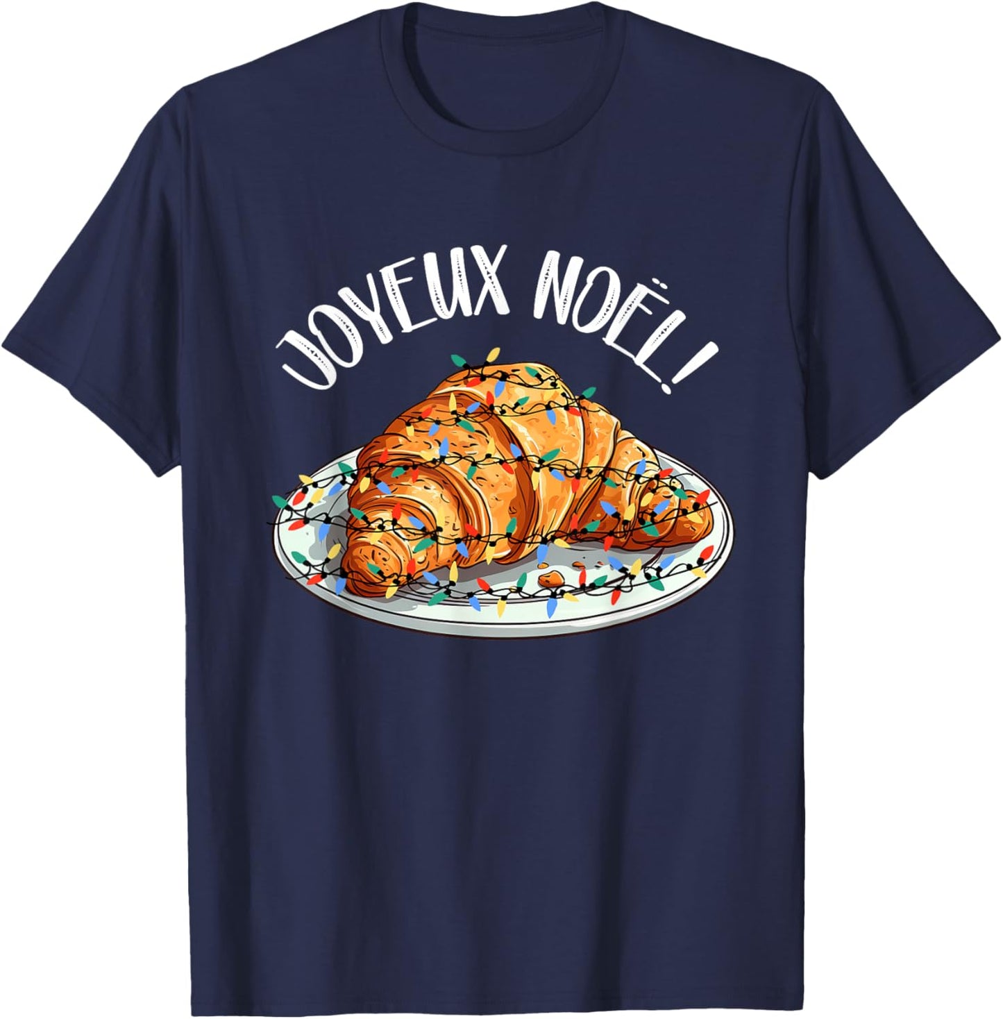Merry Christmas in French / Croissant Joyeux Noel T-Shirt - T-Shirt | Navy