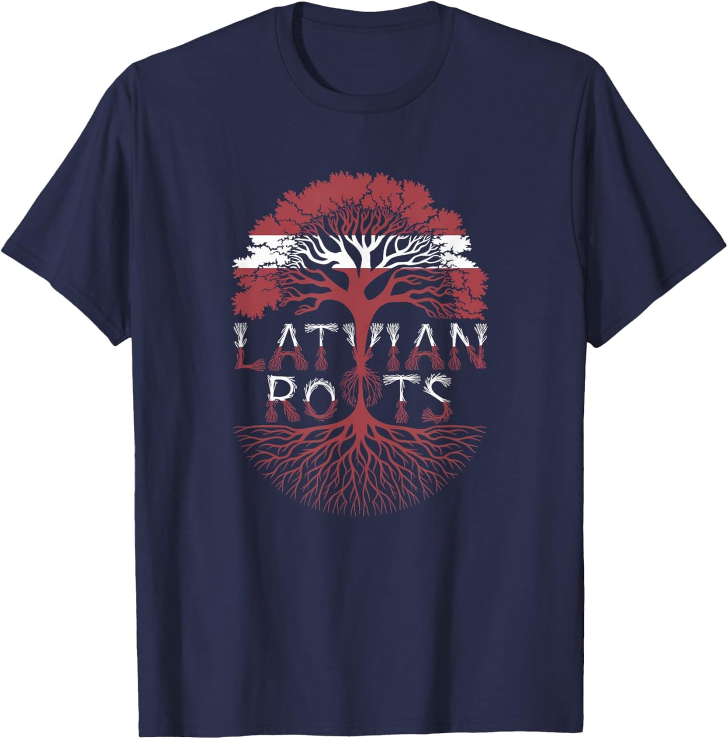 Latvian Roots - Latvia Flag Colors Family Tree Souvenir T-Shirt - T-Shirt | Navy