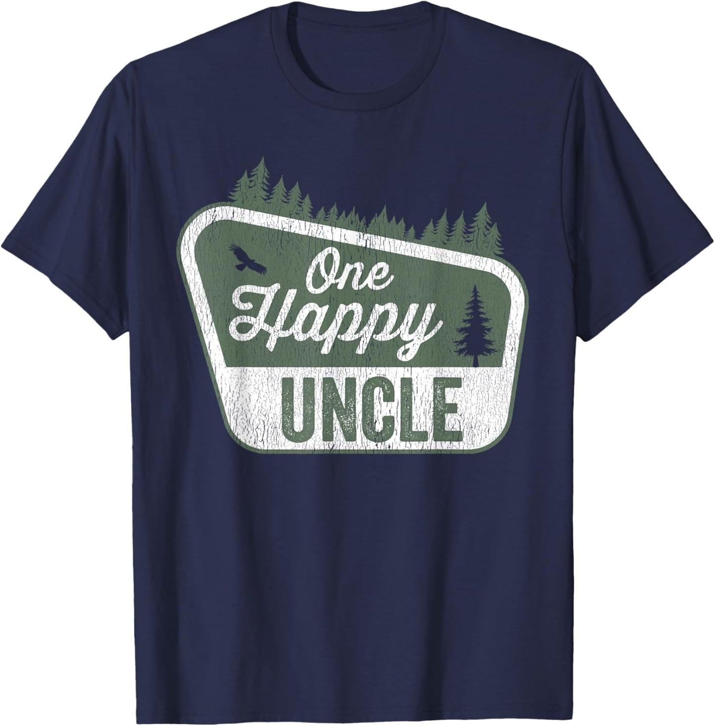 One Happy Uncle Matching Family Birthday Party Camping T-Shirt - T-Shirt | Navy